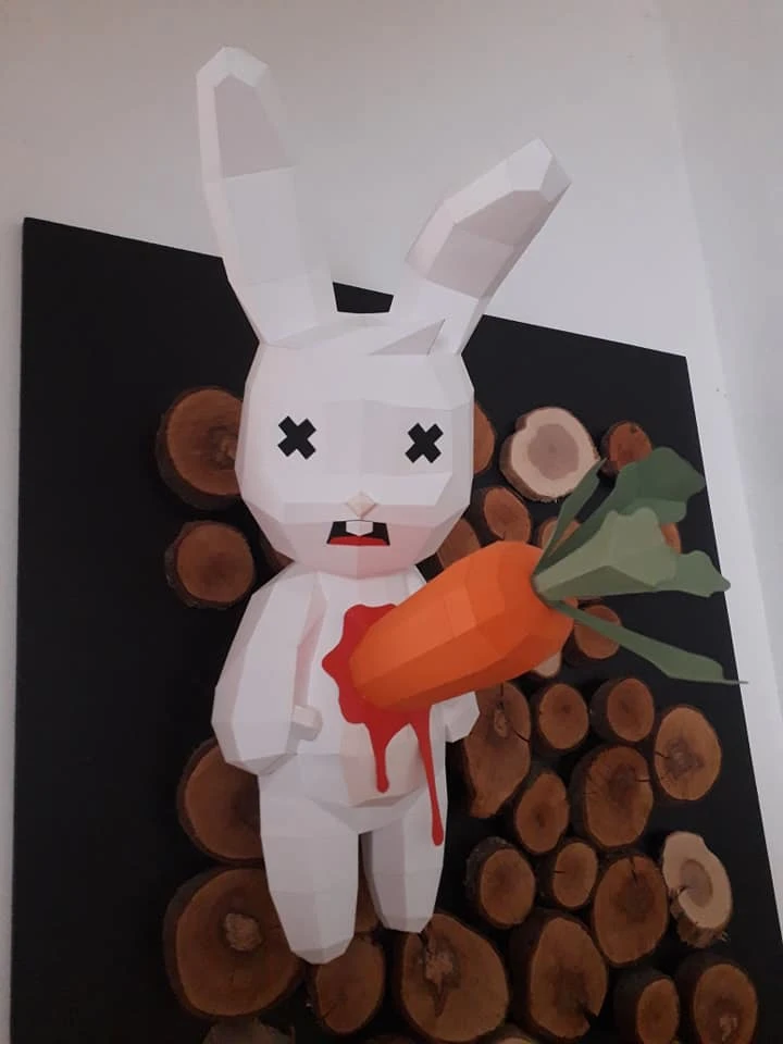 Milkshake Empalé (Rabbit Dead By Carrot) Papercraft, Lowpoly Papercraft, Fovea - Papercraft - Nonitt