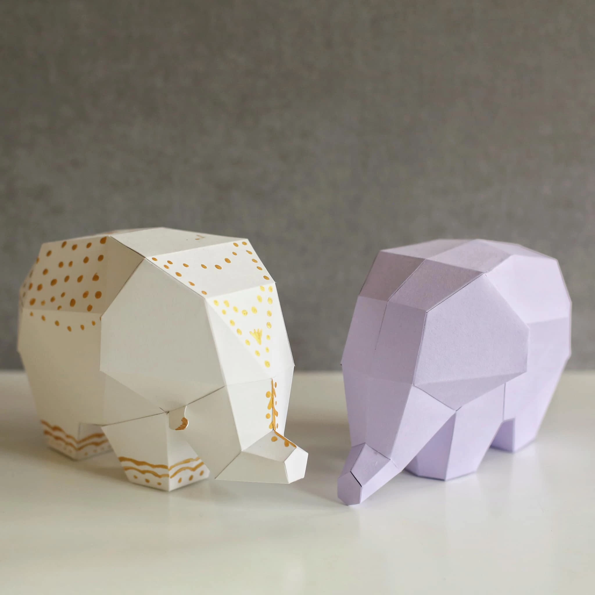 Baby Elephants Papercraft, Lowpoly Papercraft, Fovea - Papercraft - Nonitt