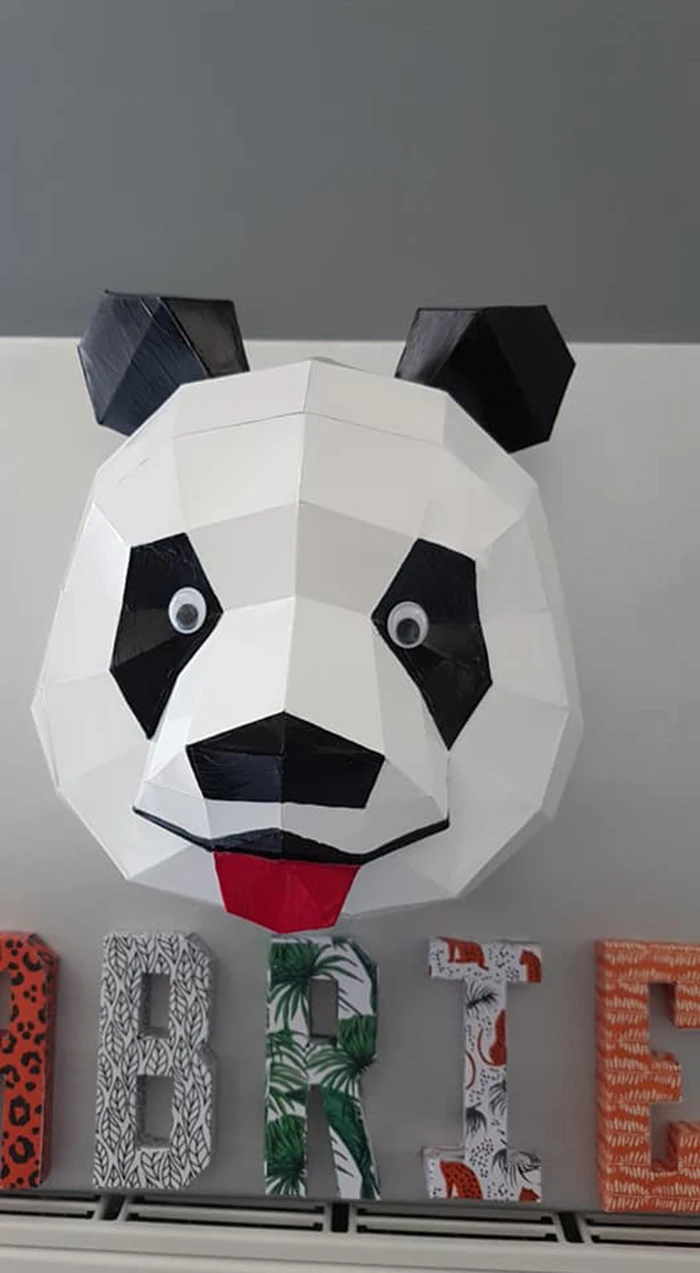 Pandi (Panda) Head Wall Papercraft, Lowpoly Papercraft, Fovea - Papercraft - Nonitt