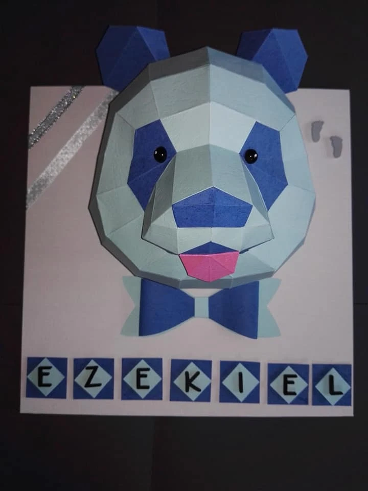 Pandi (Panda) Head Wall Papercraft, Lowpoly Papercraft, Fovea - Papercraft - Nonitt