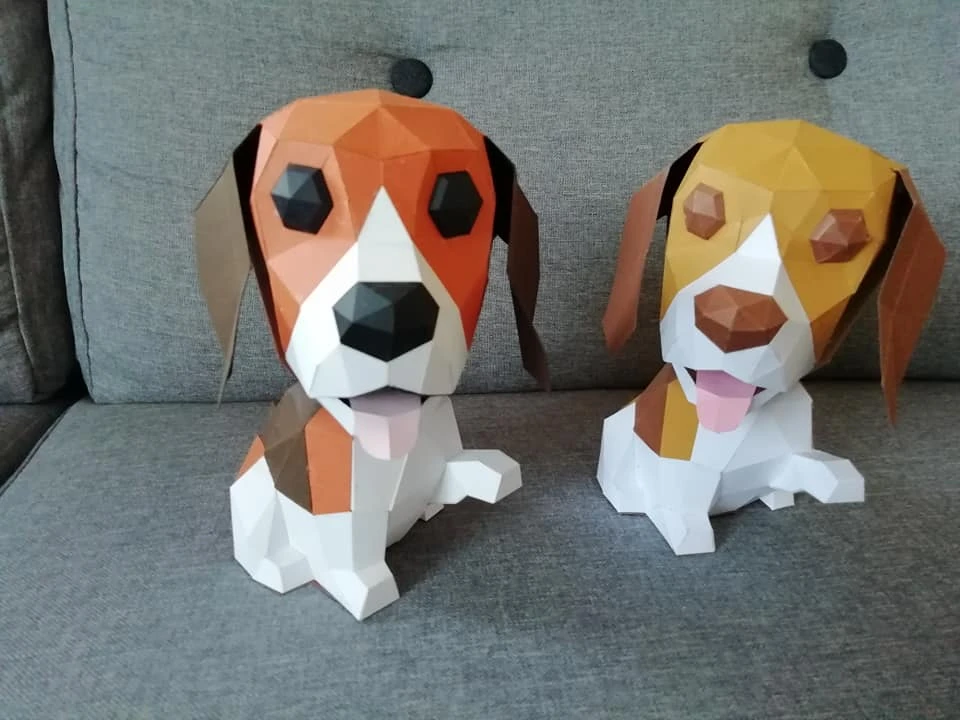 Wobble Beagle Papercraft, Lowpoly Papercraft, Fovea - Papercraft - Nonitt