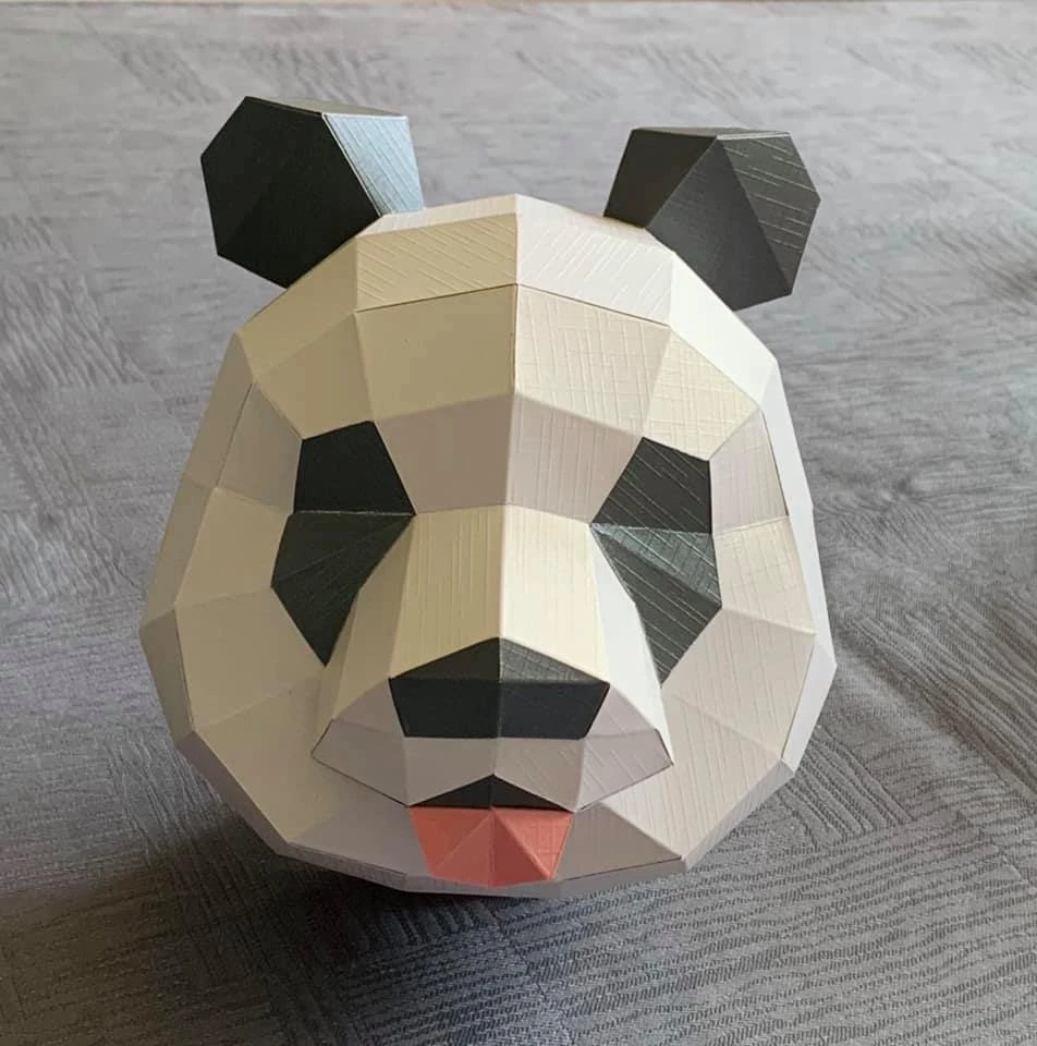 Pandi (Panda) Head Wall Papercraft, Lowpoly Papercraft, Fovea - Papercraft - Nonitt