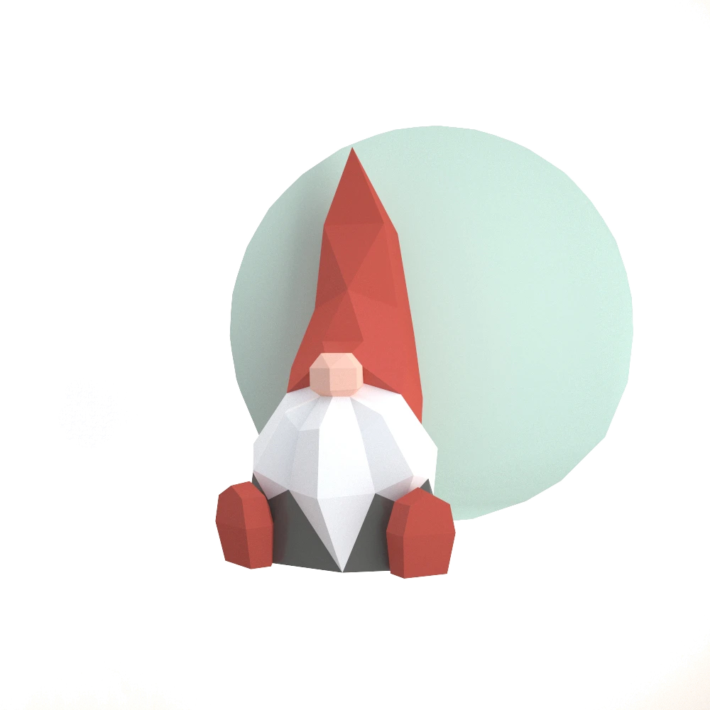 Gnome for Creative Crafts & Decor, PDF Template, Paper Sculpture, DIY, Pepakura Pattern, Handmade, Papercraft, Lowpoly, Lowpoly Papercraft, BUMAGID