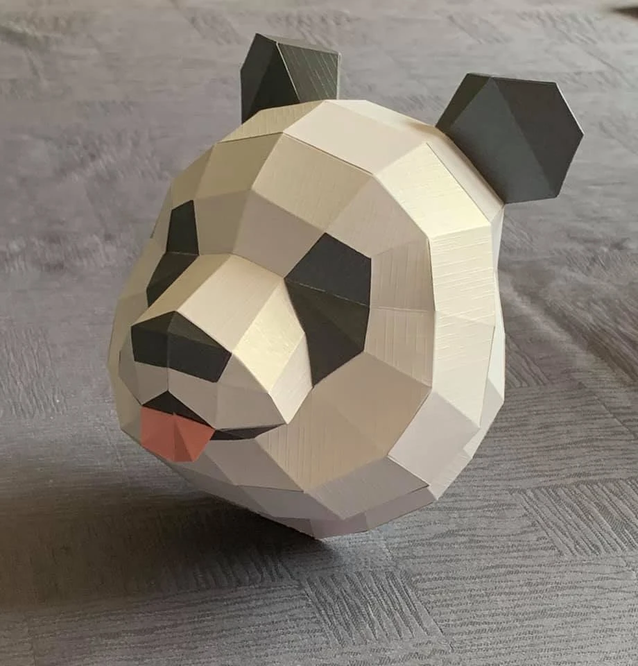 Pandi (Panda) Head Wall Papercraft, Lowpoly Papercraft, Fovea - Papercraft - Nonitt