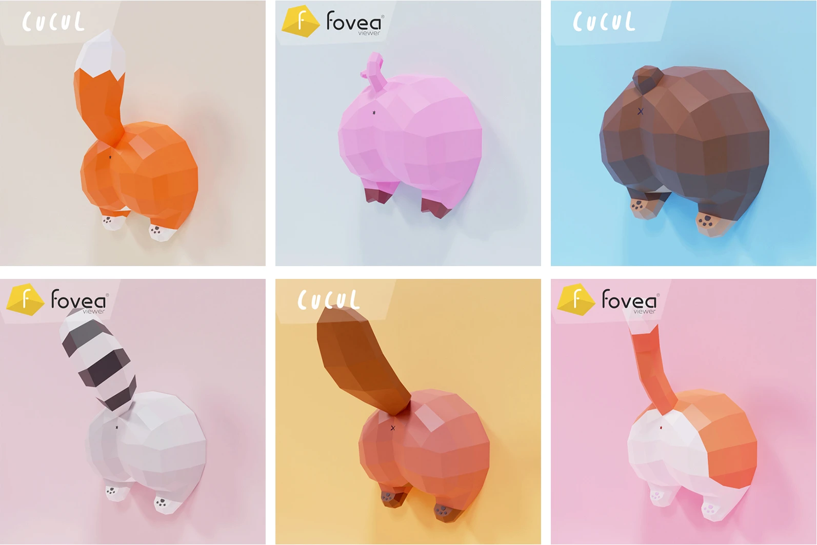 Cucul Nours (Bear Bottom) Papercraft, Lowpoly Papercraft, Fovea - Papercraft - Nonitt