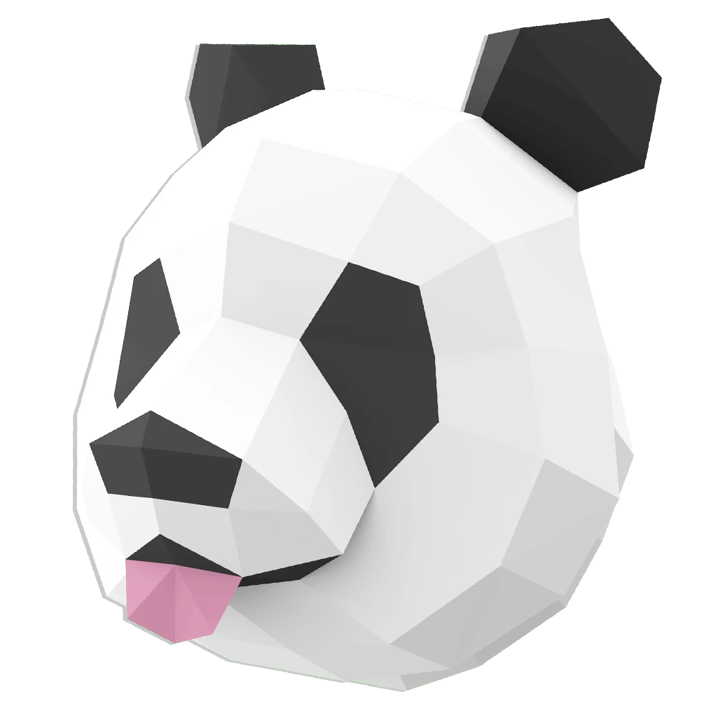 Pandi (Panda) Head Wall Papercraft, Lowpoly Papercraft, Fovea - Papercraft - Nonitt