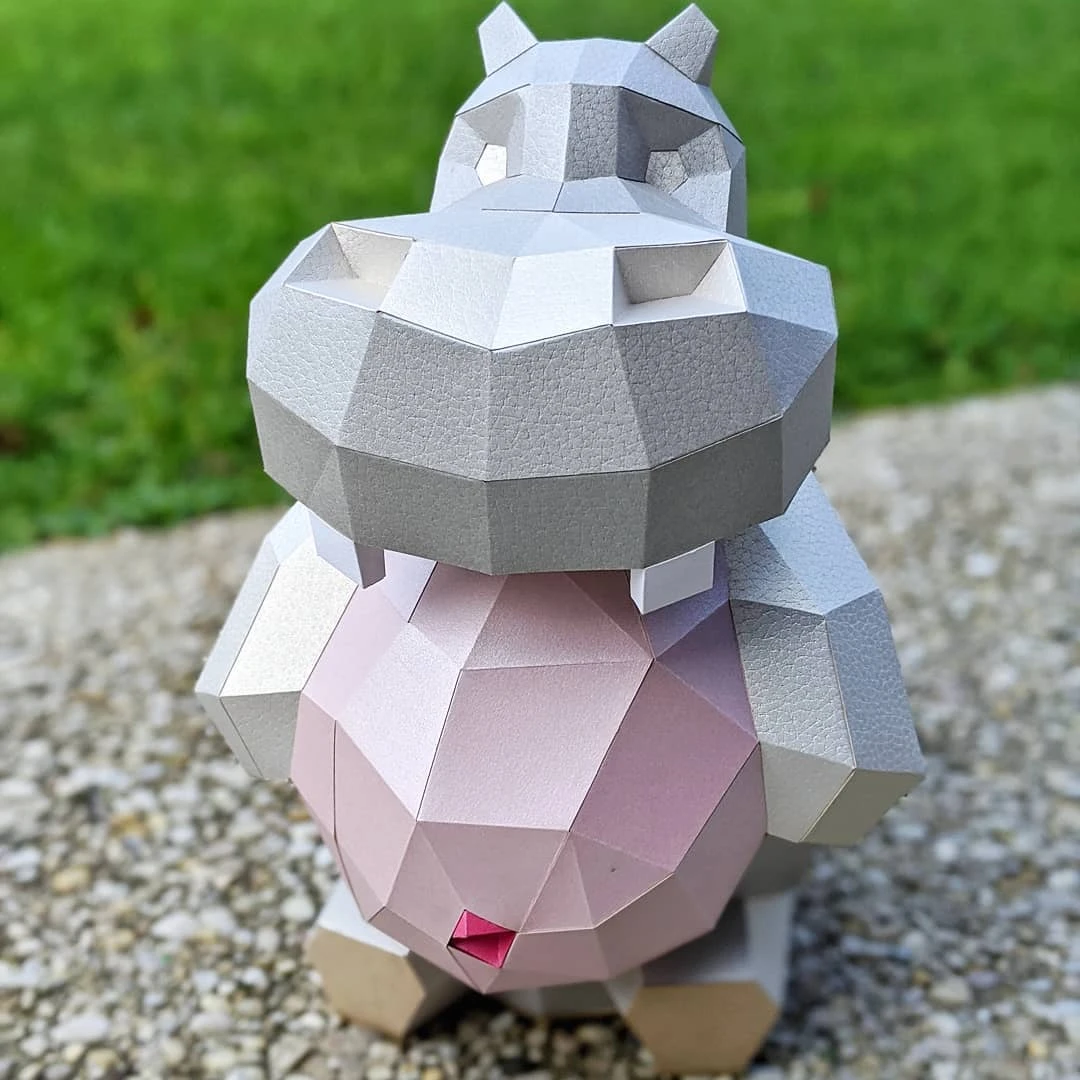 Hippitypo (Hippo) Papercraft, Lowpoly Papercraft, Fovea - Papercraft - Nonitt