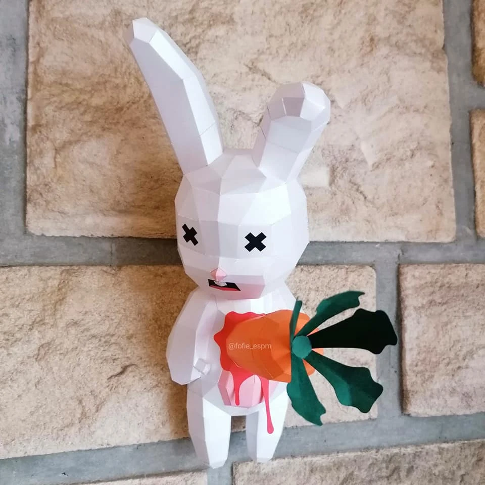 Milkshake Empalé (Rabbit Dead By Carrot) Papercraft, Lowpoly Papercraft, Fovea - Papercraft - Nonitt