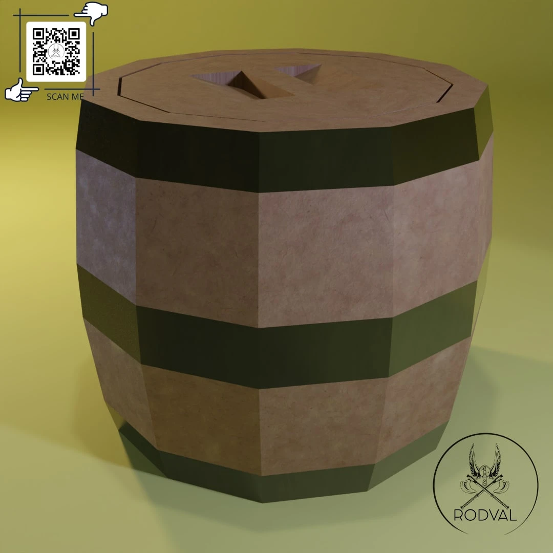 BARRELL Papercraft, Template, PDF, DIY, Paper, Low Poly