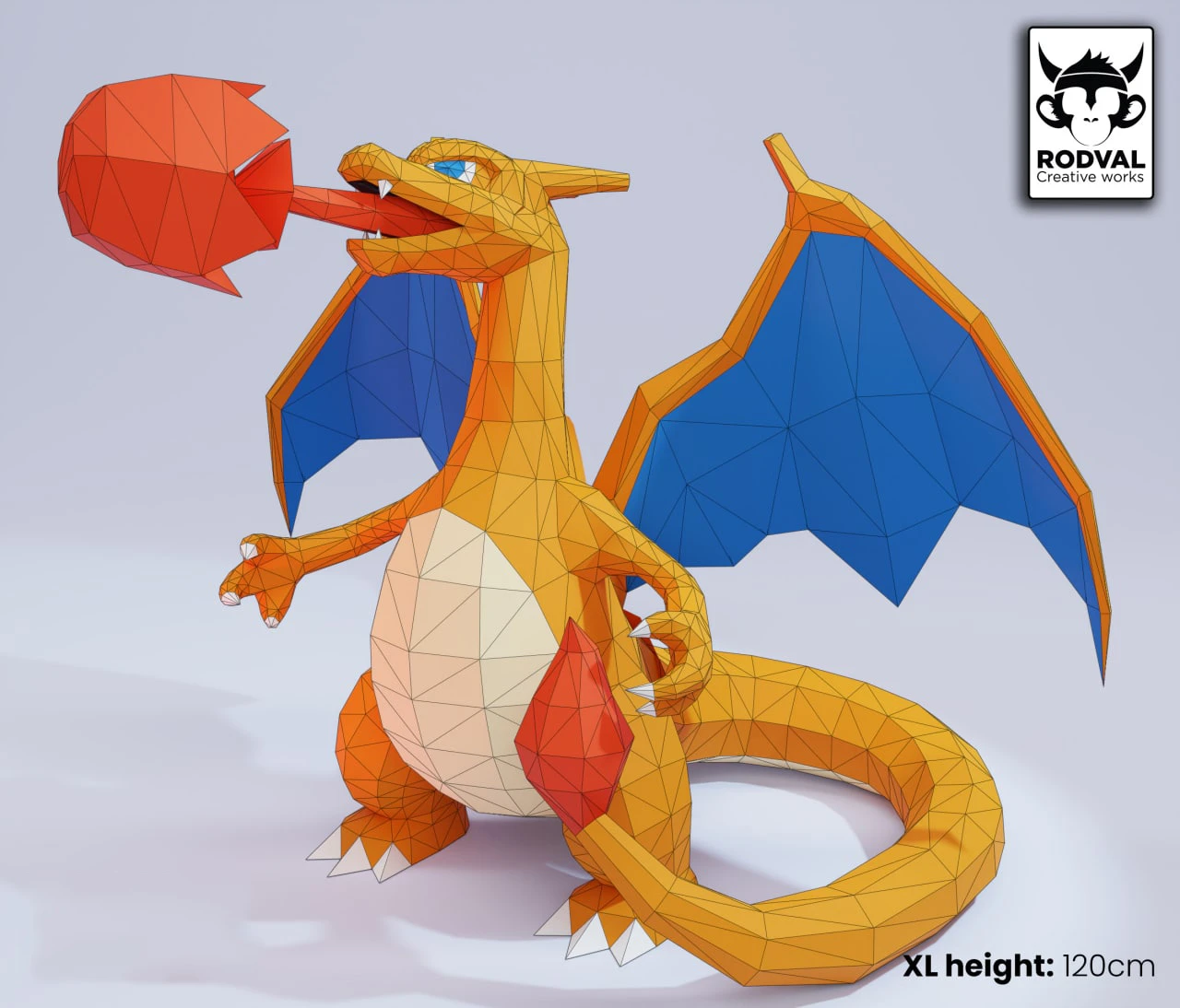 CHARIZARD XL, Papercraft, Template, DIY, Paper, Low Poly, Pokemon, 3D Model, Pdf Low Poply