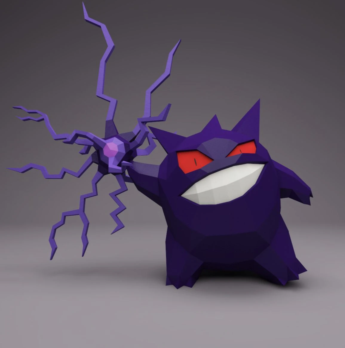 Gengar, DIY, Papercraft, Low Poly, Pokemon, 3D Model, Decor, Series, Tv, Anime, Animation, Pokemon Video Game