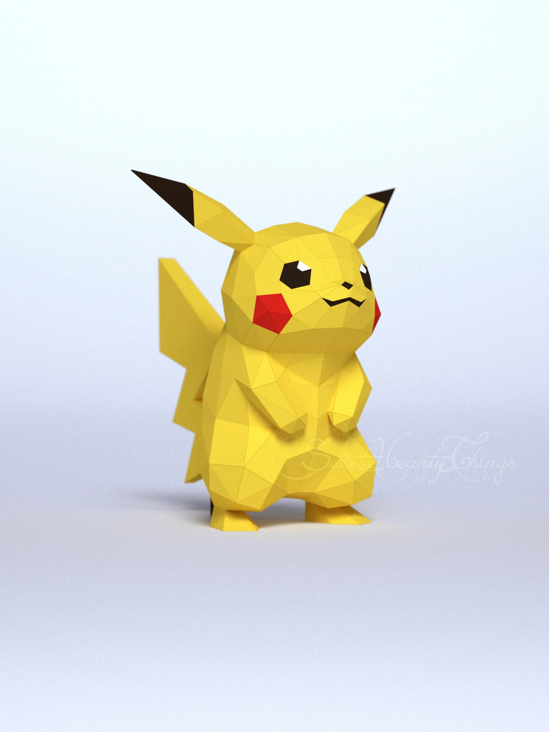 DIY 3d papercraft Pokemon Pikachu PDF Templates Low Poly SweetHeartyThings