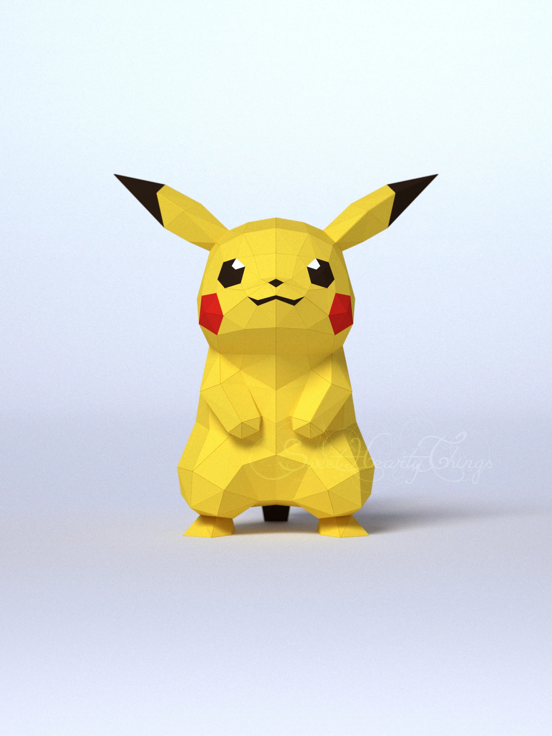 DIY 3d papercraft Pokemon Pikachu PDF Templates Low Poly SweetHeartyThings