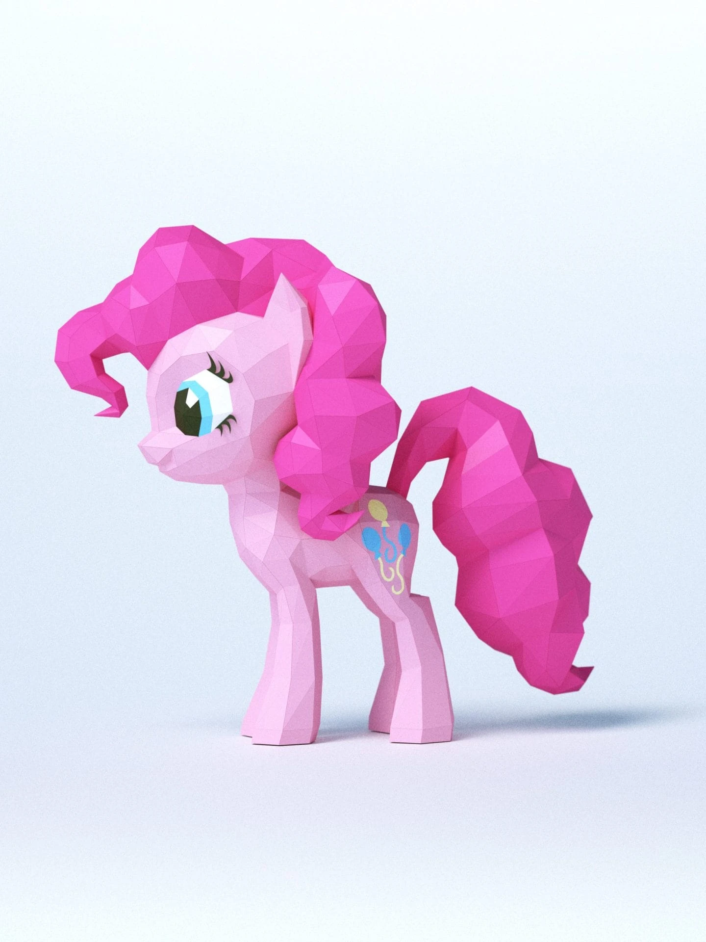 DIY 3d papercraft Little Pony Pinkie Pie PDF Templates Low Poly SweetHeartyThings