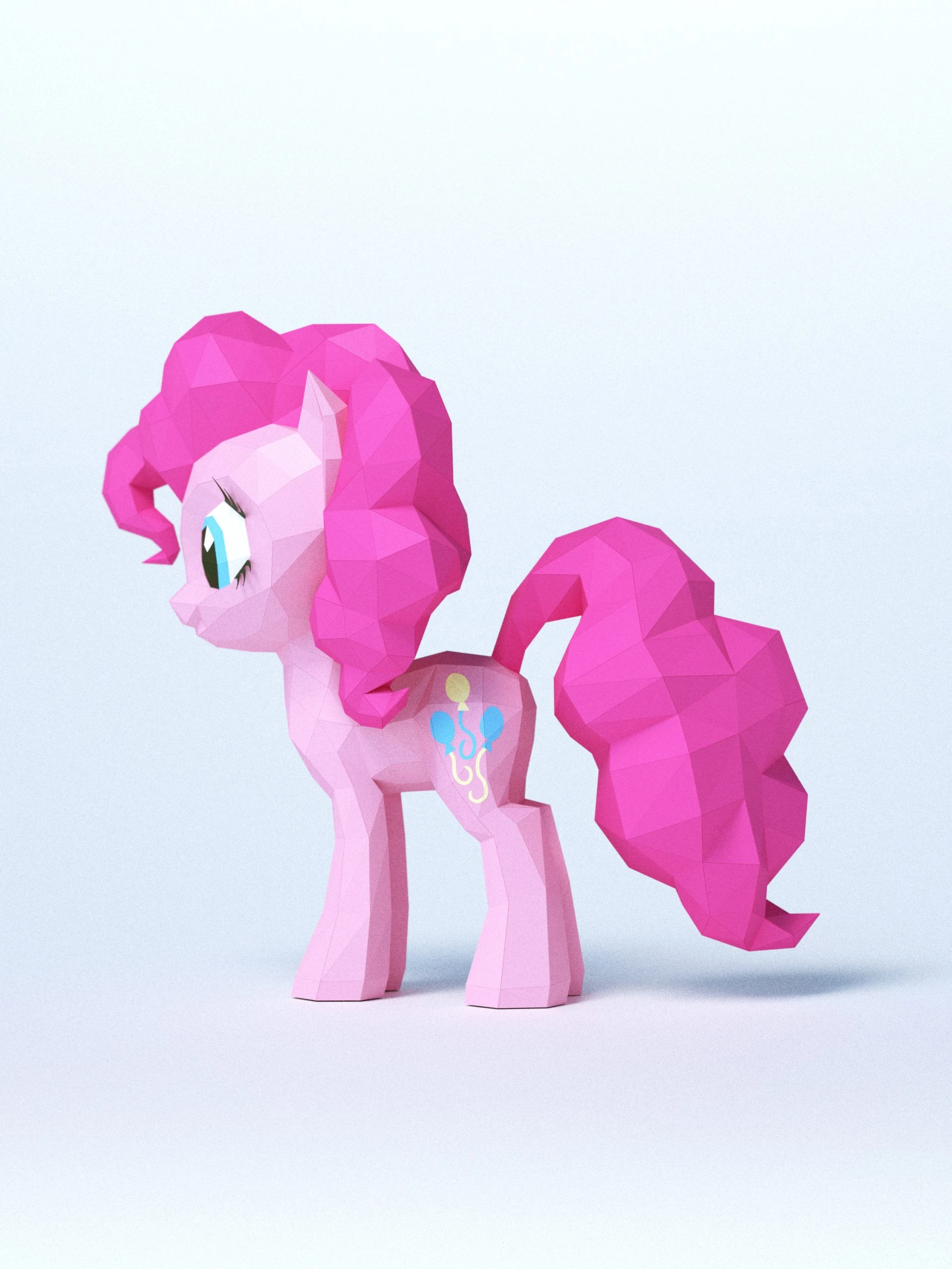 DIY 3d papercraft Little Pony Pinkie Pie PDF Templates Low Poly SweetHeartyThings