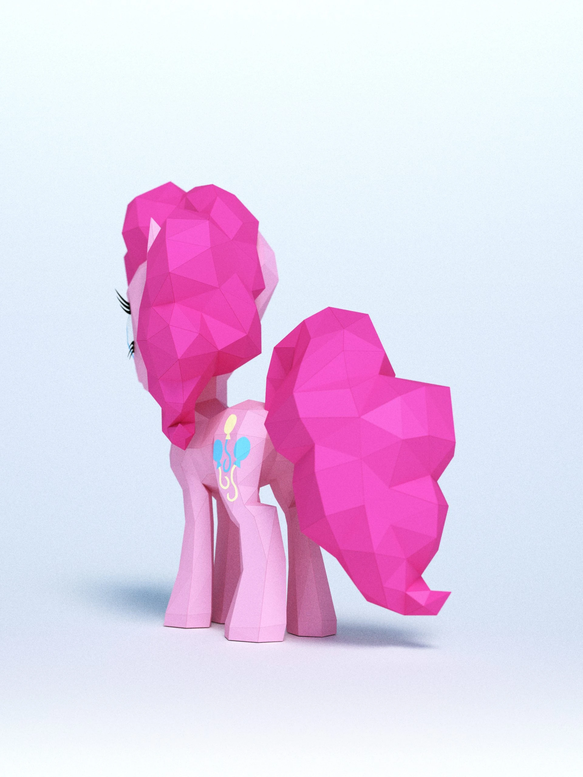 DIY 3d papercraft Little Pony Pinkie Pie PDF Templates Low Poly SweetHeartyThings