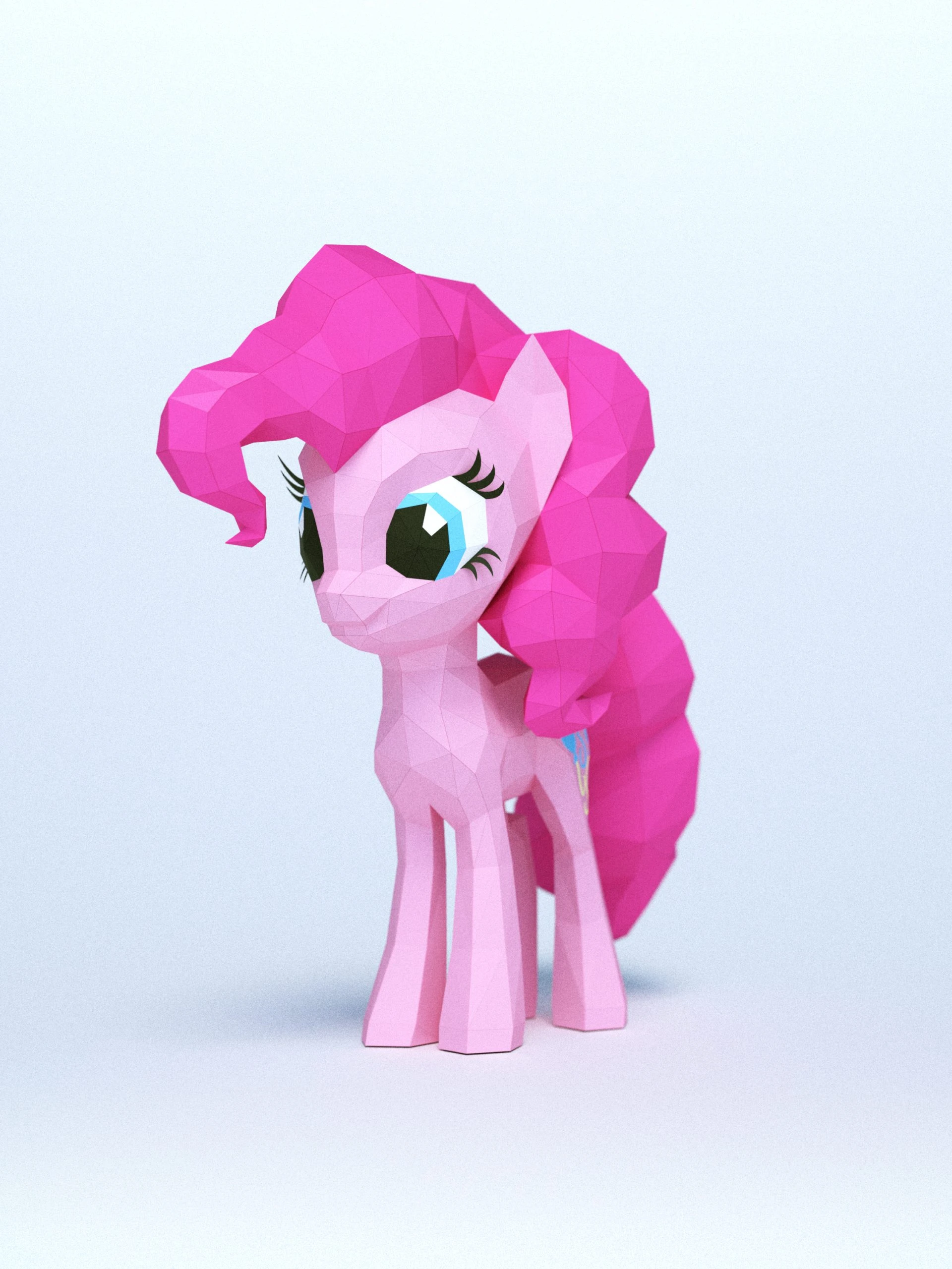 DIY 3d papercraft Little Pony Pinkie Pie PDF Templates Low Poly SweetHeartyThings