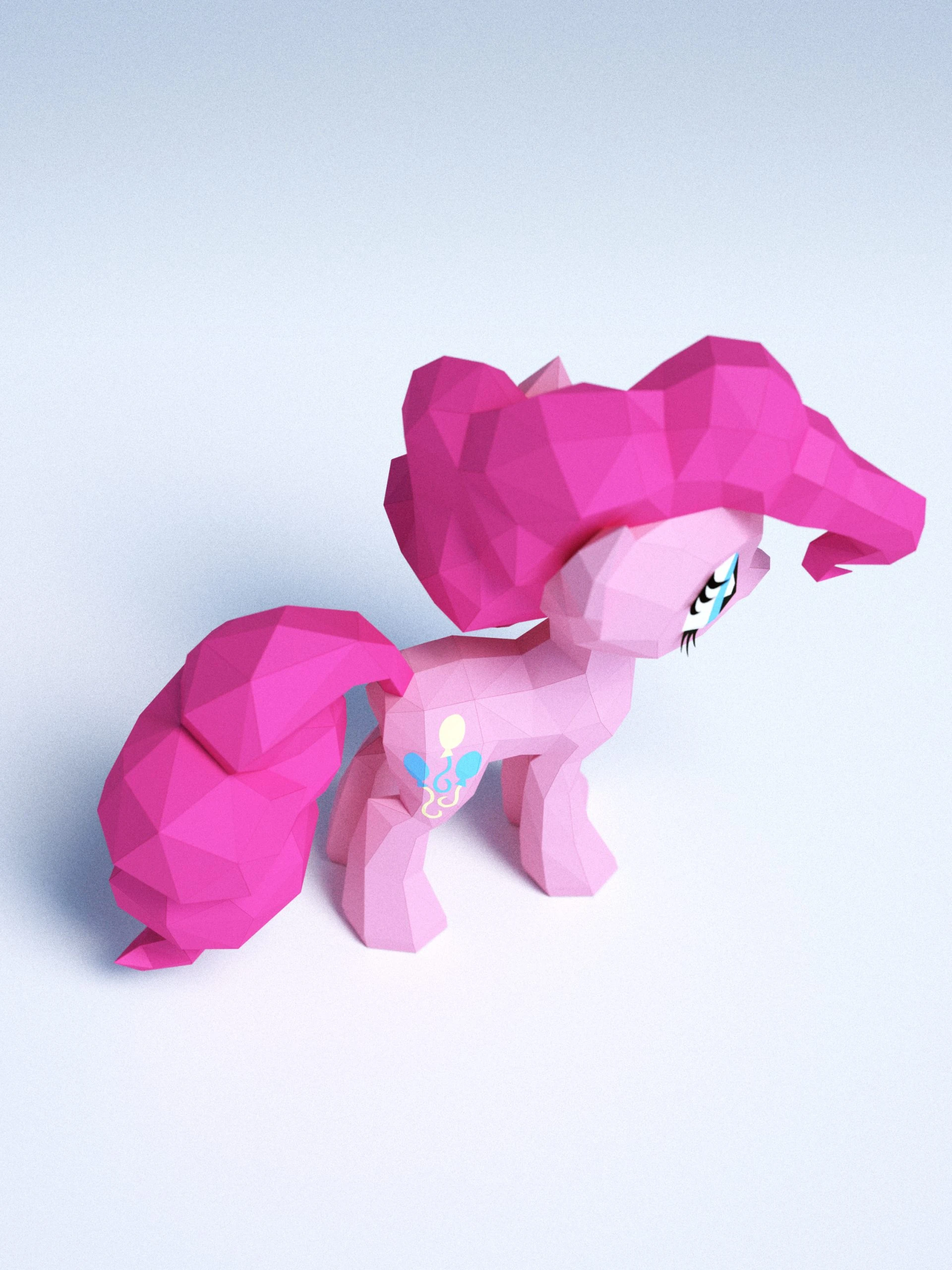 DIY 3d papercraft Little Pony Pinkie Pie PDF Templates Low Poly SweetHeartyThings