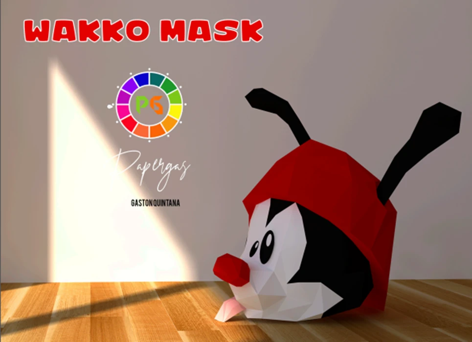 Wakko Warner Mask PDF Templates, DIY 3D Model, Papercraft, PDF, Low Poly, 3D model, Craft, Paper, Pepakura