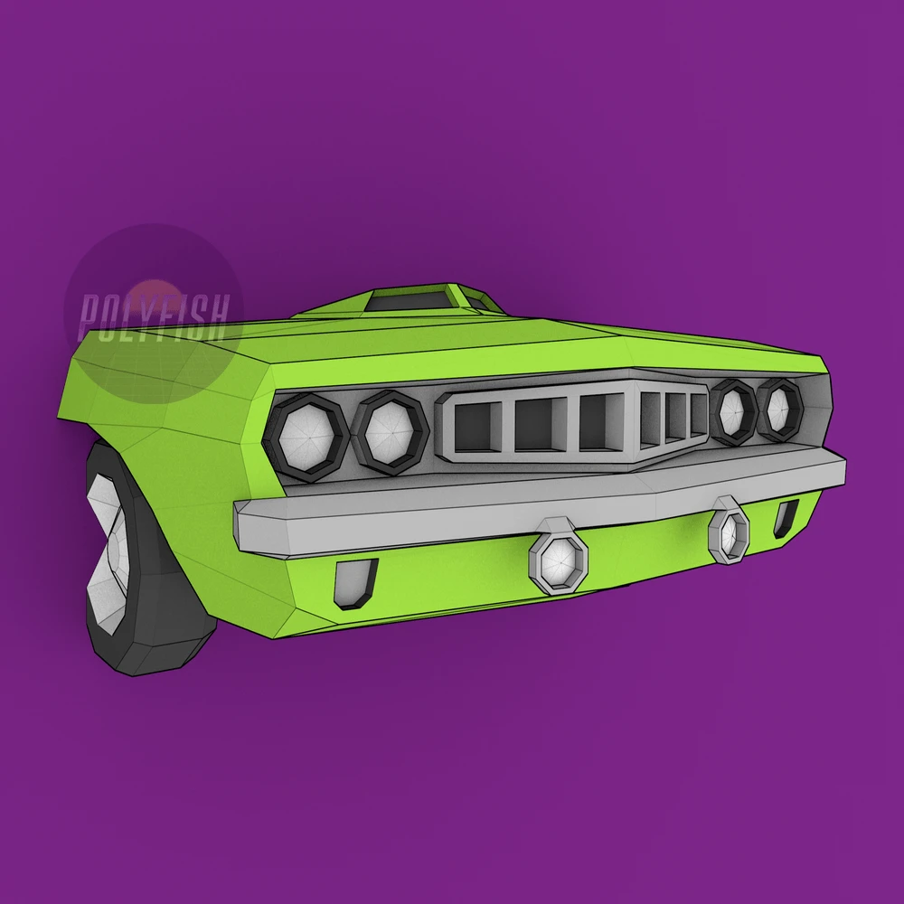 Plymouth Barracuda Car PDF Template, Low Poly, Paper Sculpture, DIY, Pepakura Pattern, Handmade, Papercraft, Lowpoly, Lowpoly Papercraft