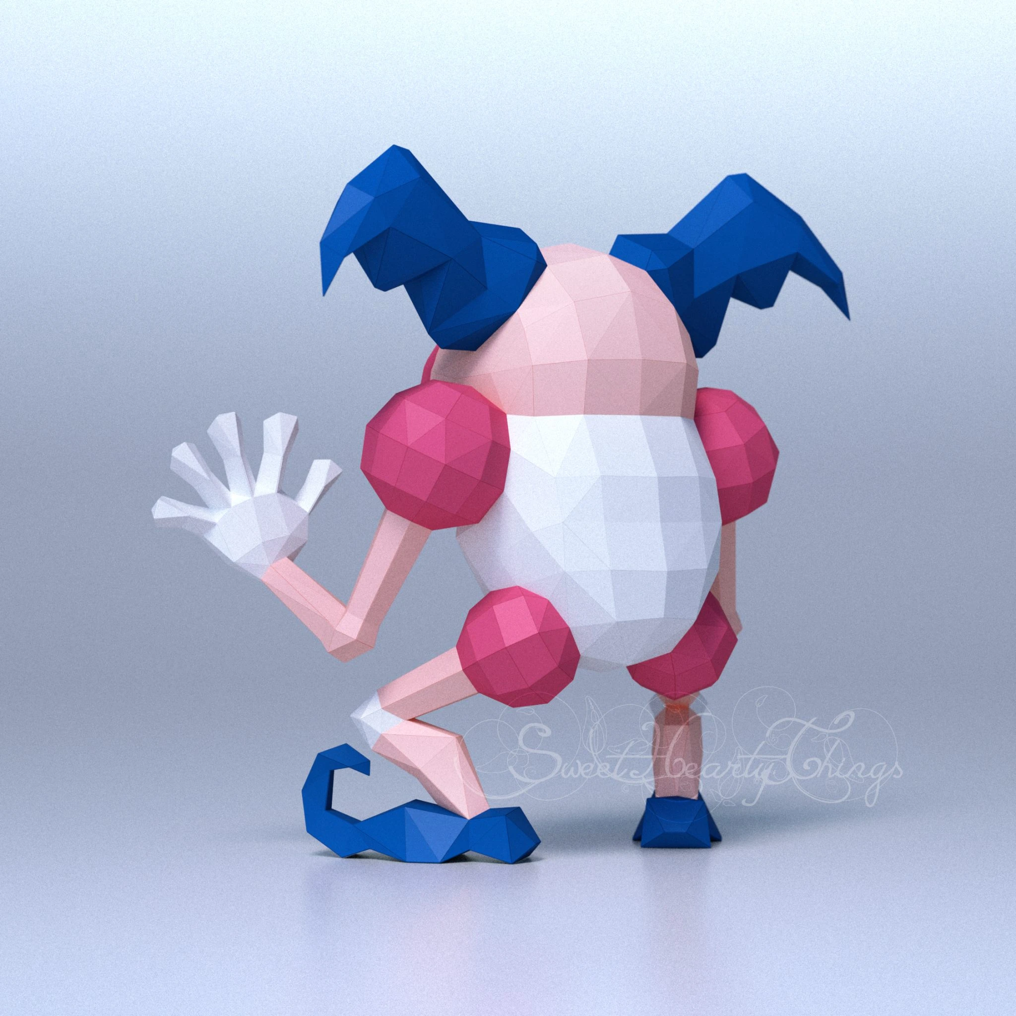 DIY 3d papercraft Pokemon Mr. Mime PDF Templates Low Poly SweetHeartyThings