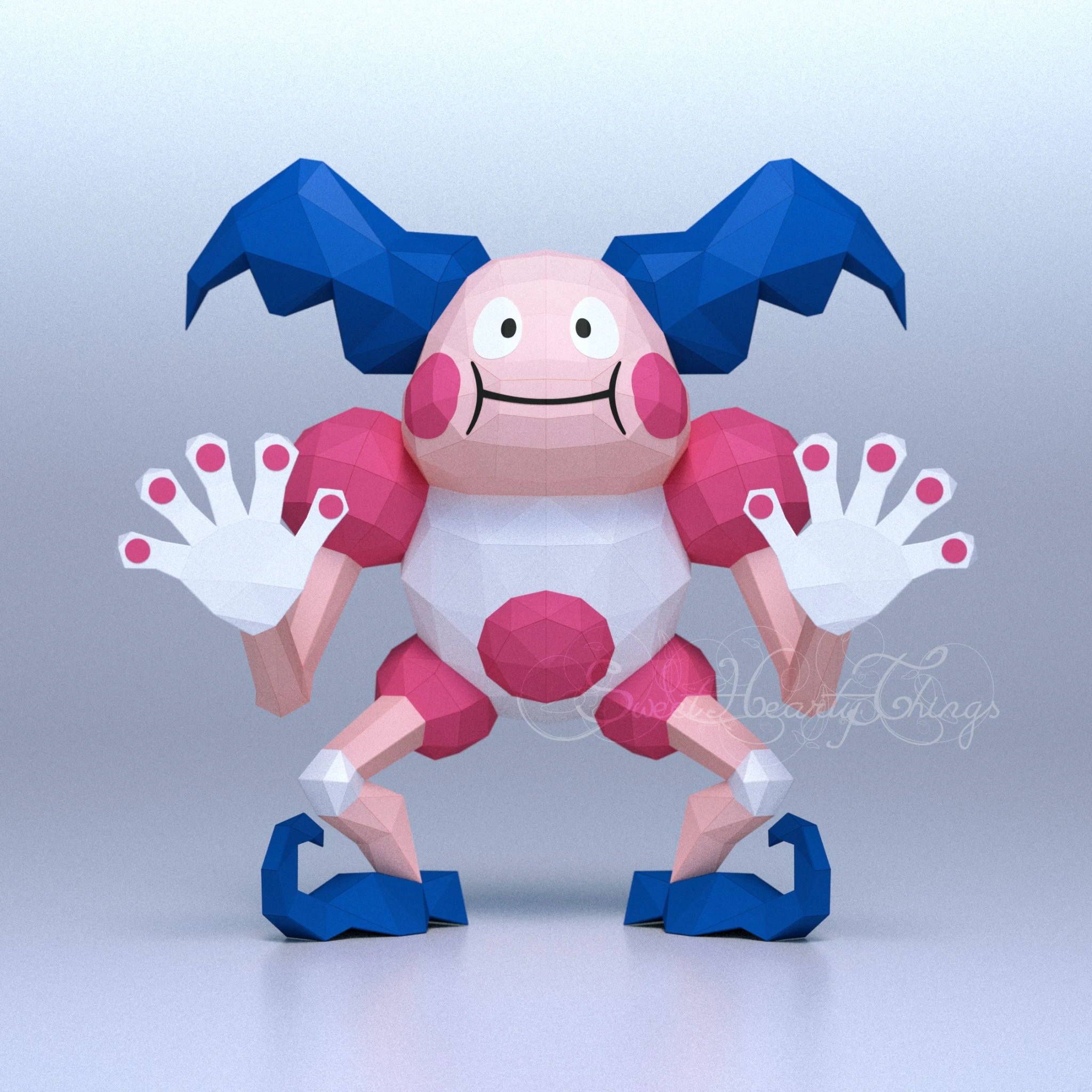 DIY 3d papercraft Pokemon Mr. Mime PDF Templates Low Poly SweetHeartyThings