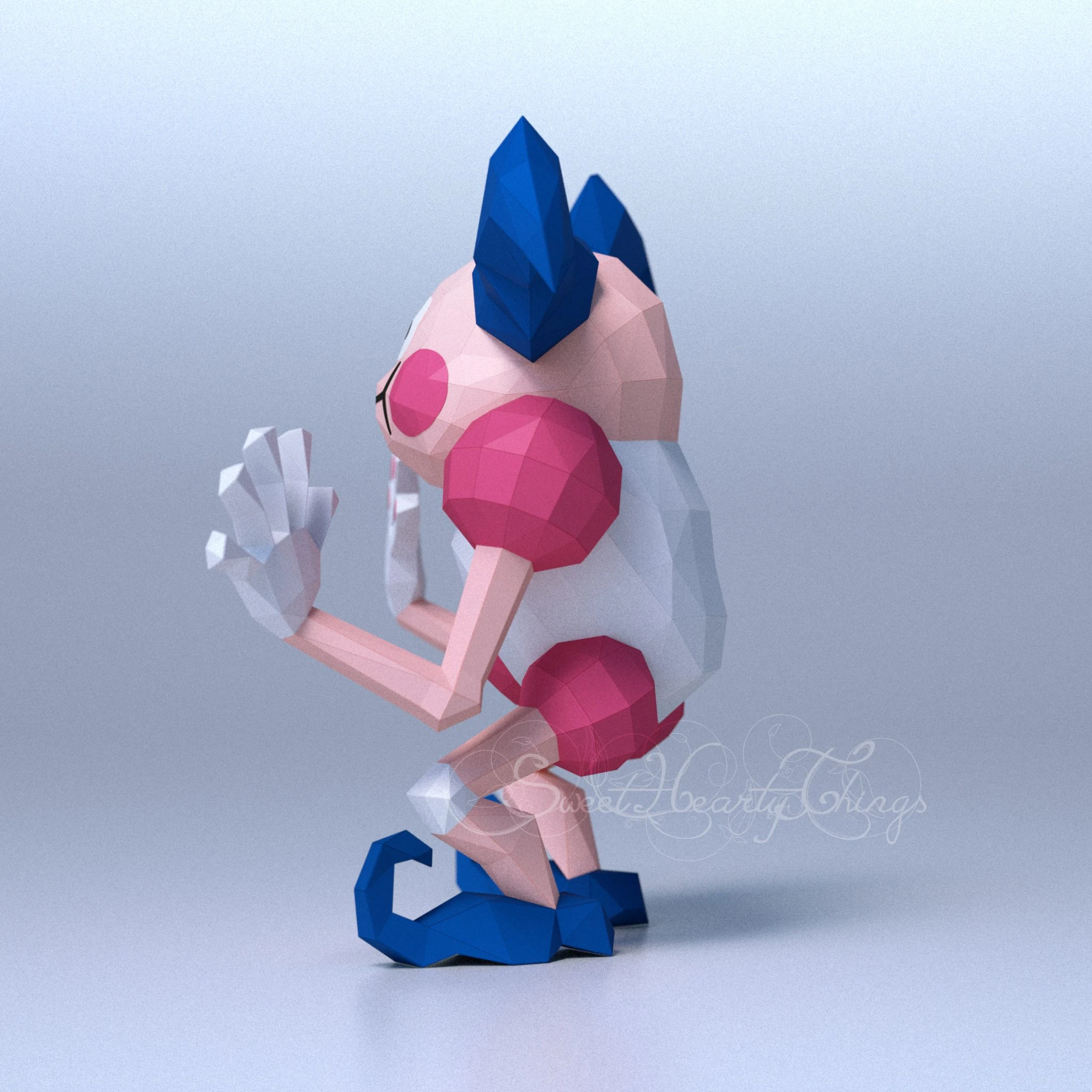 DIY 3d papercraft Pokemon Mr. Mime PDF Templates Low Poly SweetHeartyThings