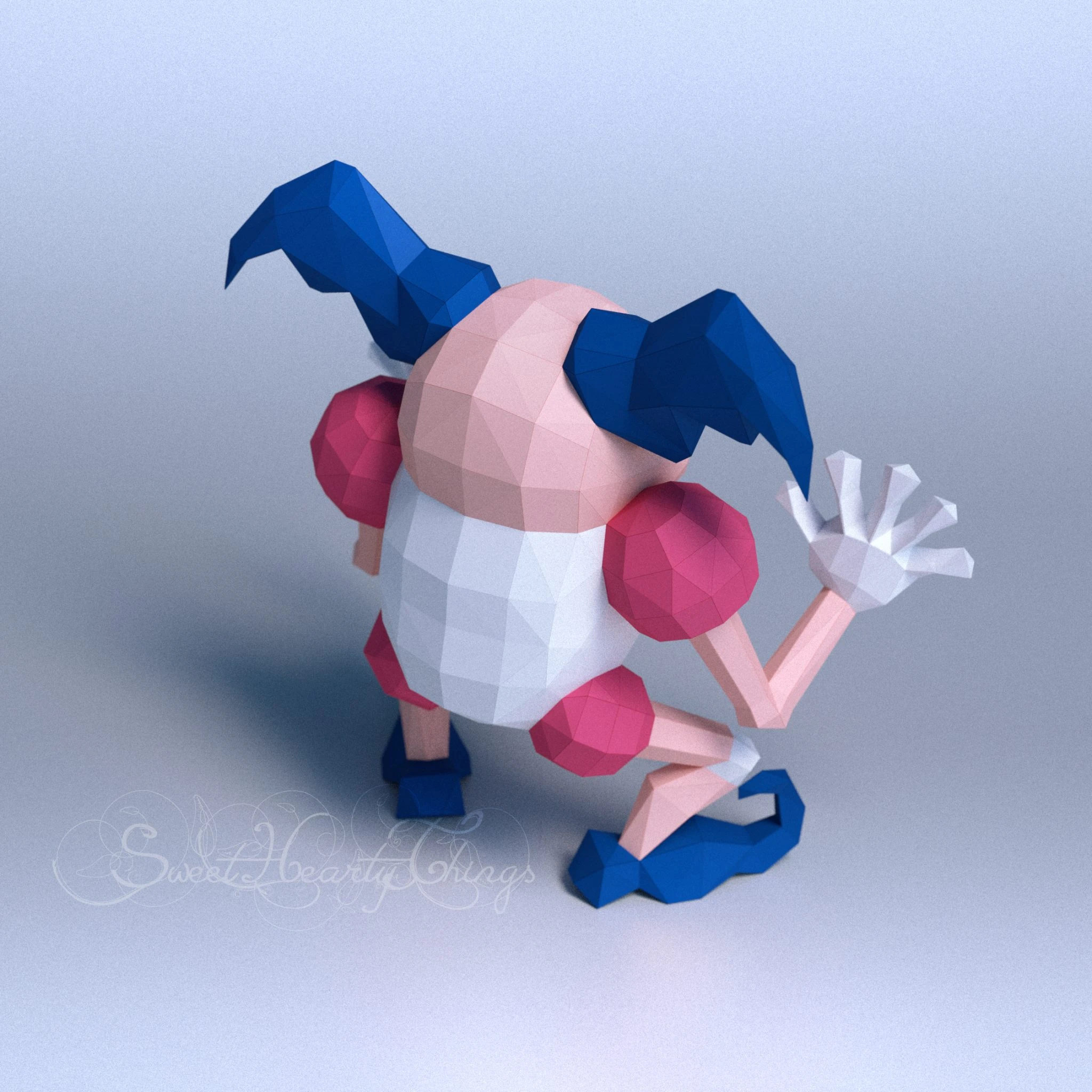 DIY 3d papercraft Pokemon Mr. Mime PDF Templates Low Poly SweetHeartyThings