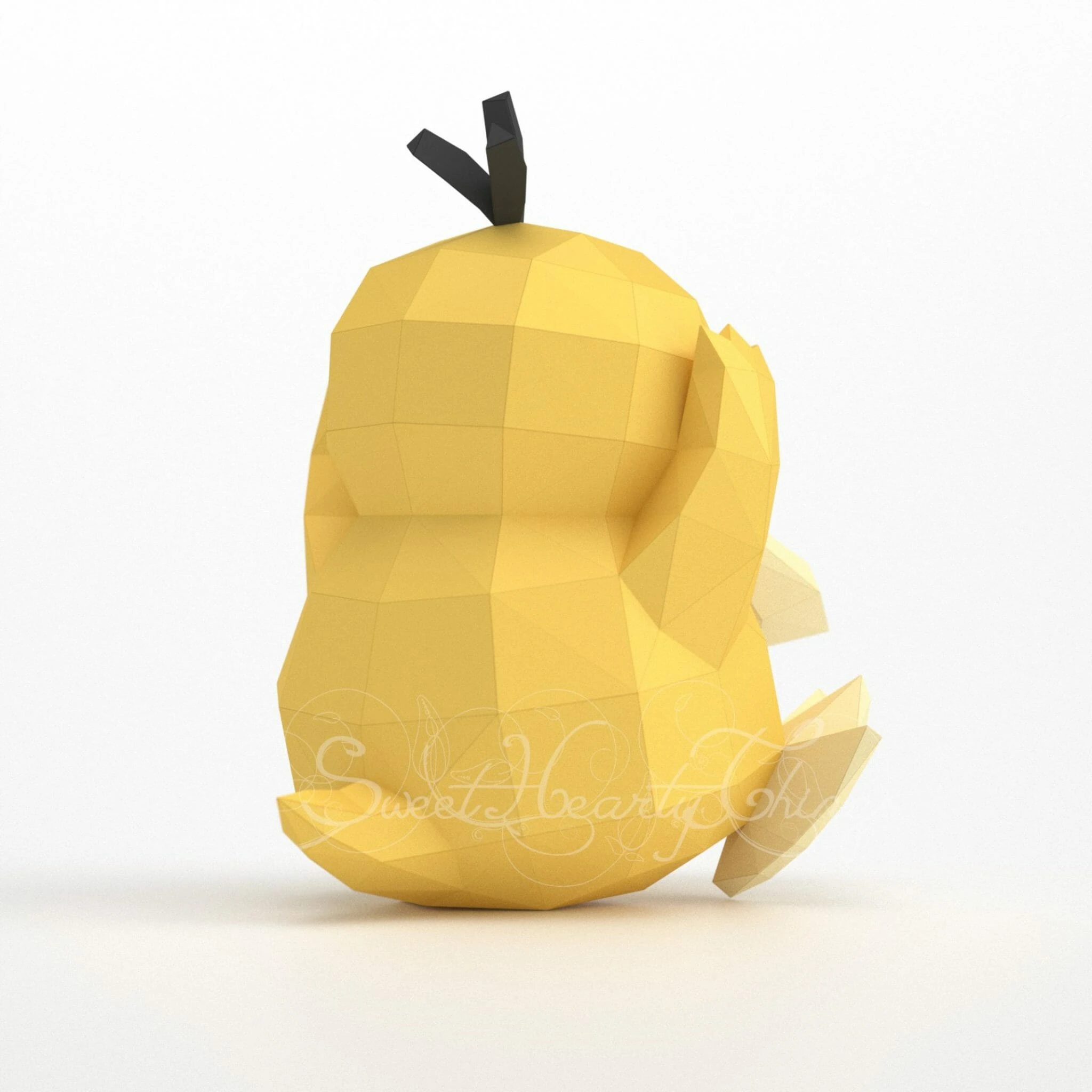 DIY 3d papercraft Pokemon Psyduck Koduck PDF Templates Low Poly SweetHeartyThings