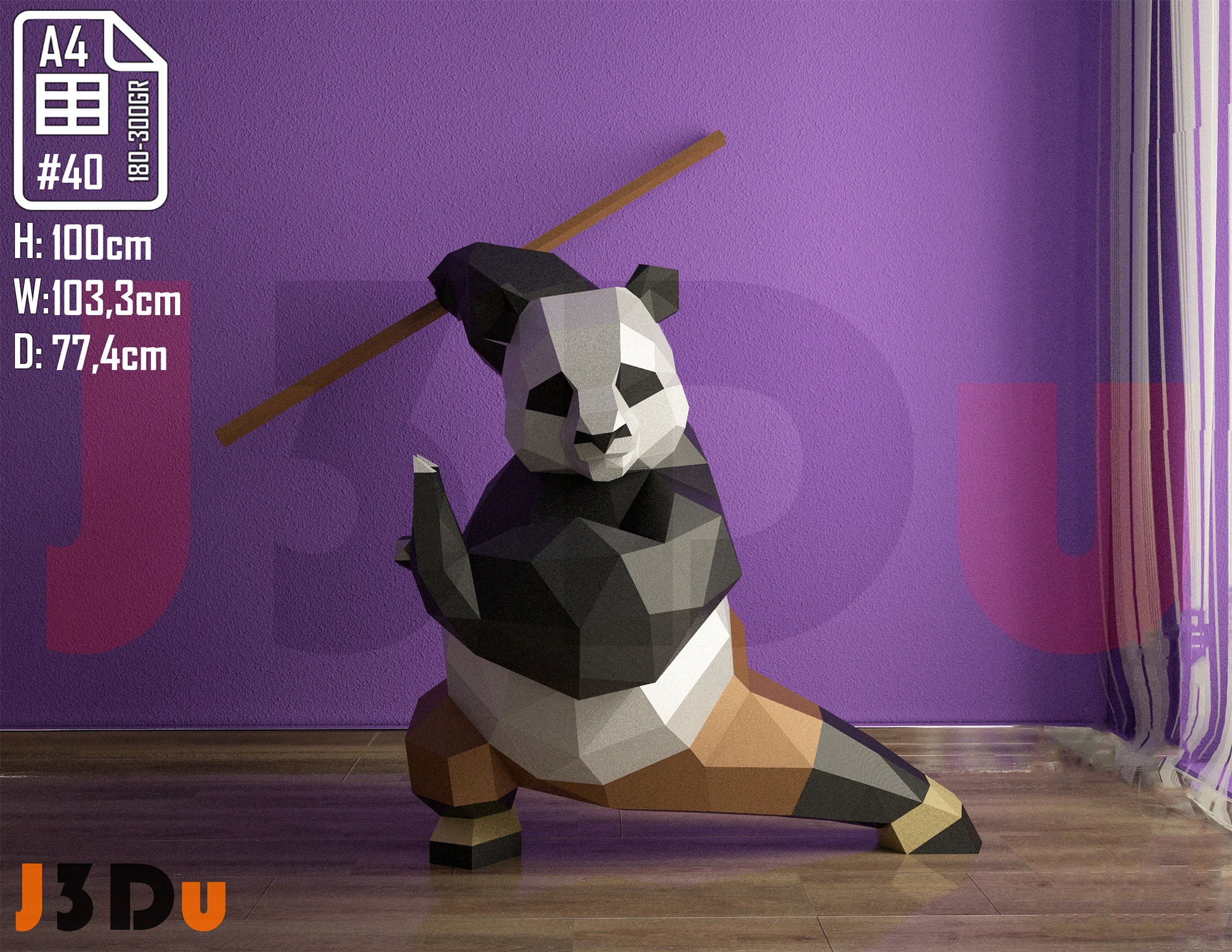 Kung fu Panda Papercraft PDF, Template For office, Room, Decor, DIY gift for friends, family, Low poly Paper, Paper Craft 3D kit by J3Du