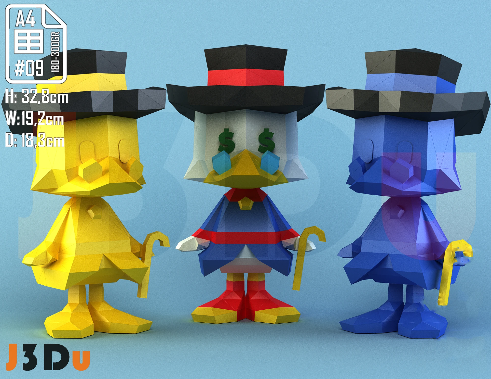 Scrooge McDuck Tiny Papercraft PDF, Template For office, Room, Decor, DIY gift for friends, family, Low poly Paper, Paper Craft 3D kit by J3Du