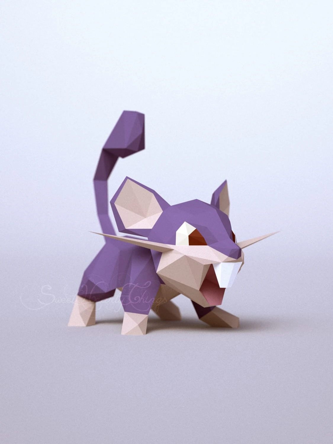 DIY 3d papercraft Pokemon Rattata PDF Templates Low Poly SweetHeartyThings