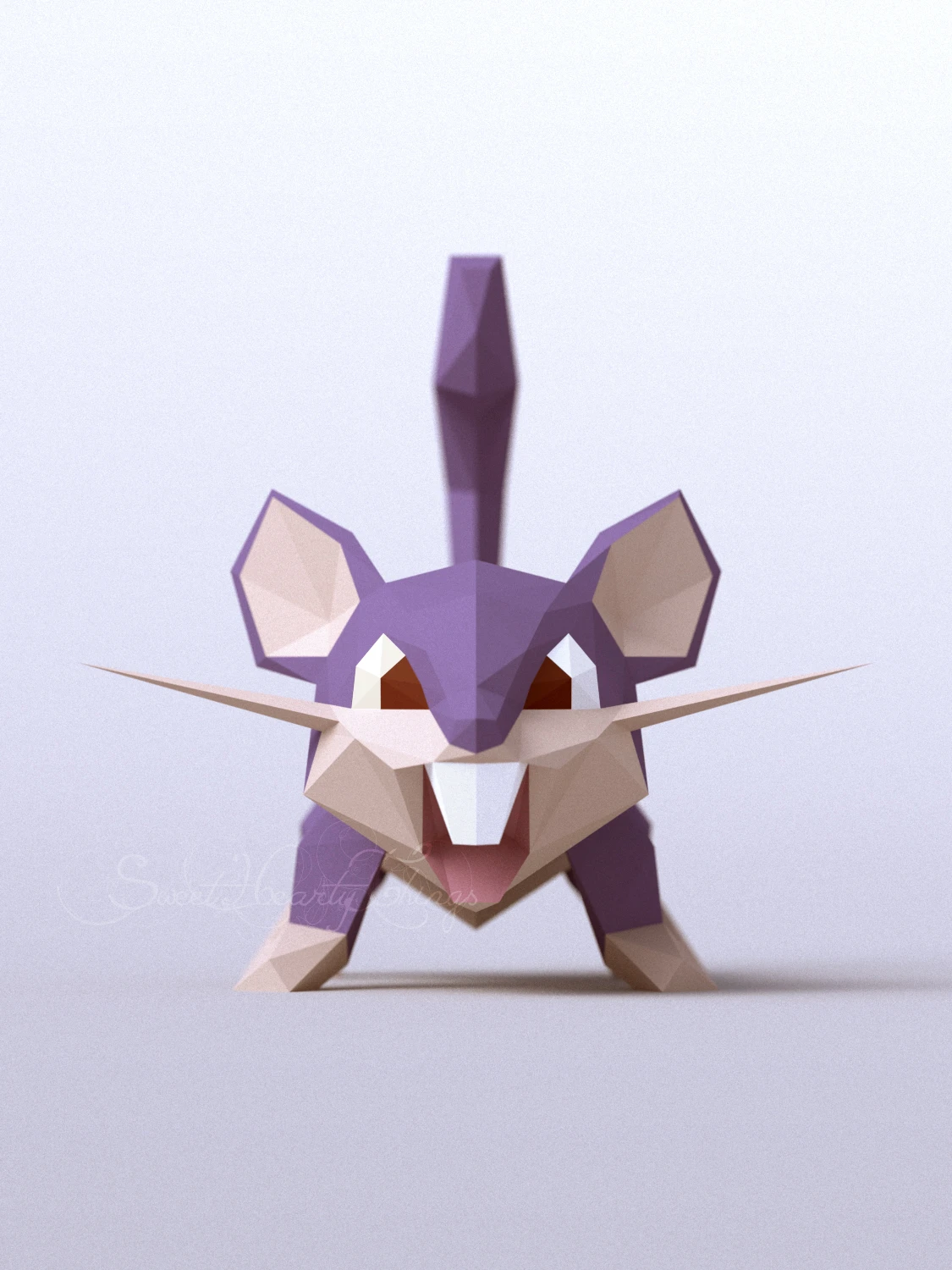 DIY 3d papercraft Pokemon Rattata PDF Templates Low Poly SweetHeartyThings