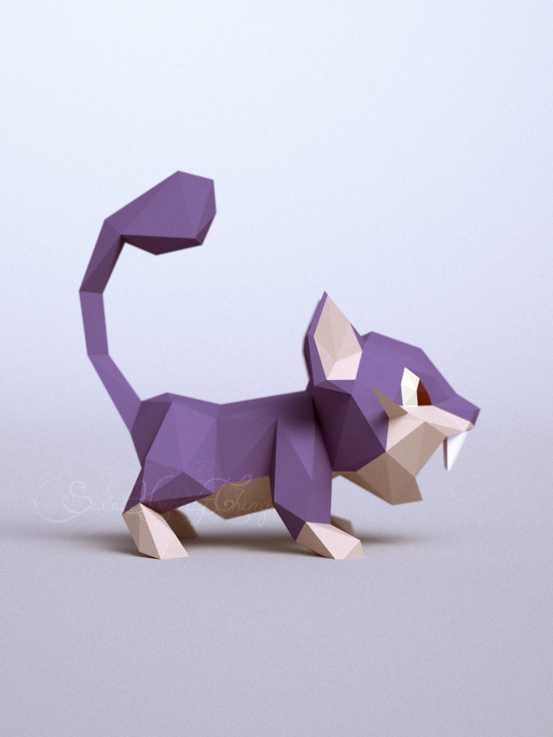 DIY 3d papercraft Pokemon Rattata PDF Templates Low Poly SweetHeartyThings