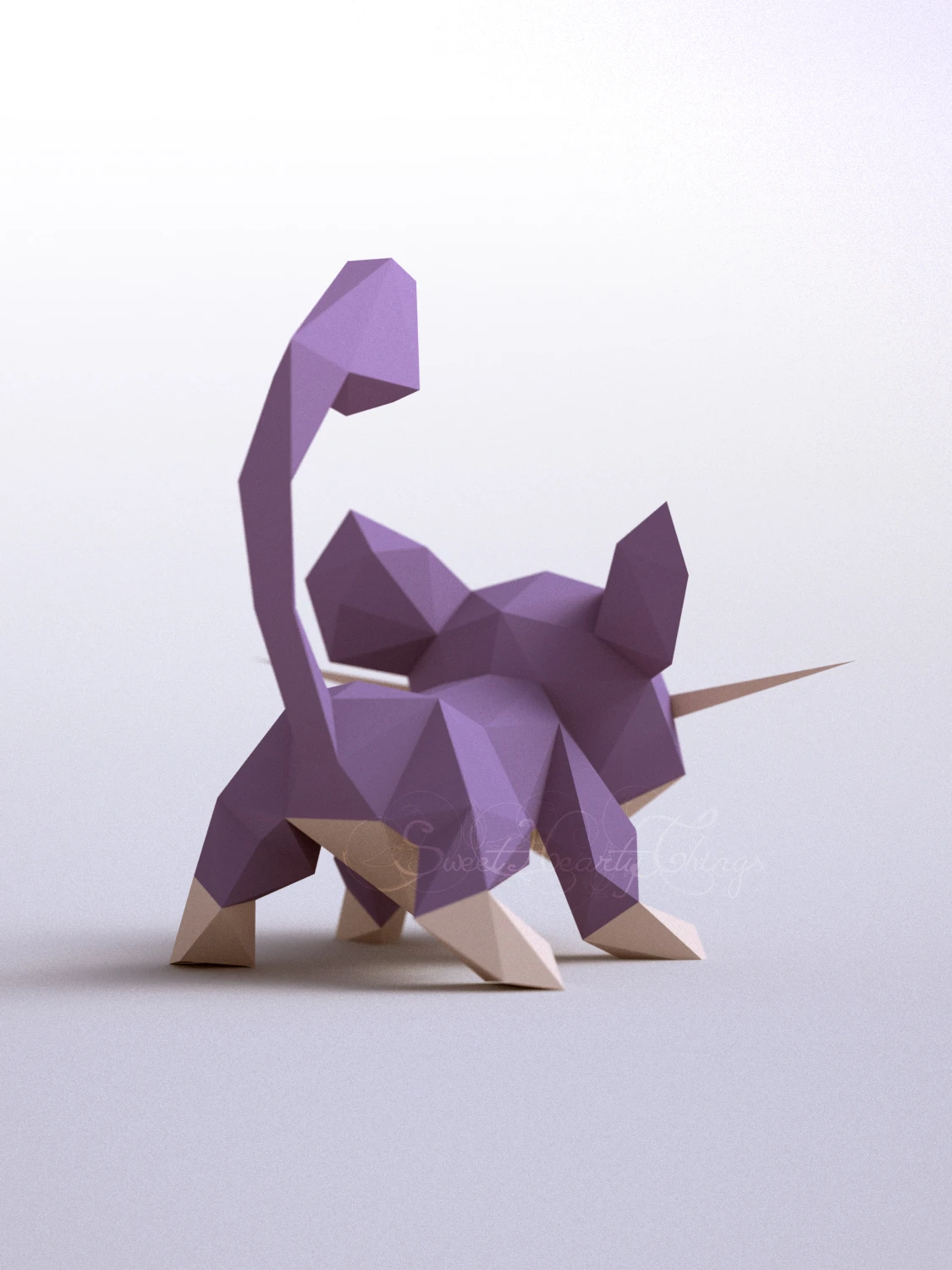 DIY 3d papercraft Pokemon Rattata PDF Templates Low Poly SweetHeartyThings