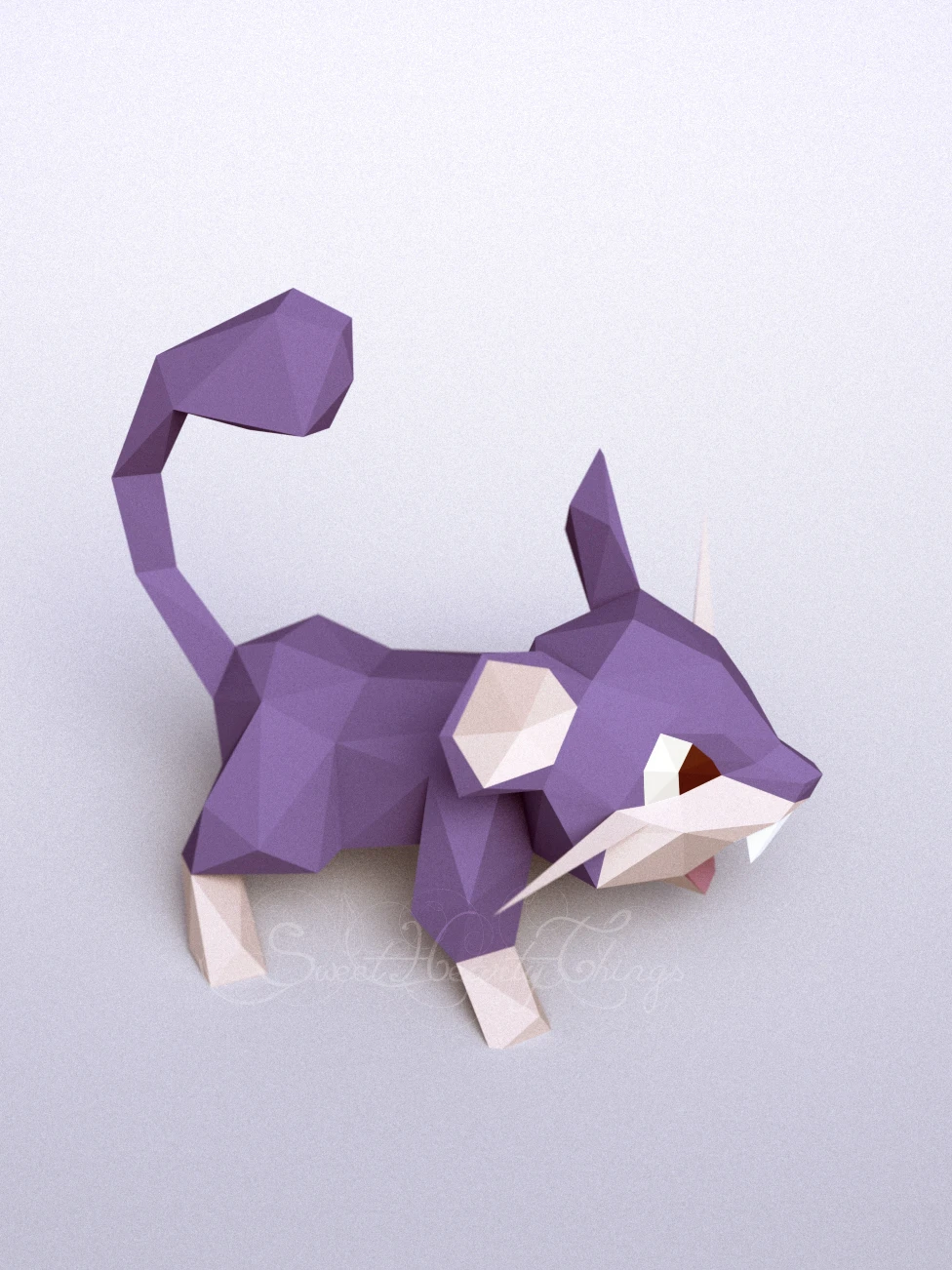 DIY 3d papercraft Pokemon Rattata PDF Templates Low Poly SweetHeartyThings