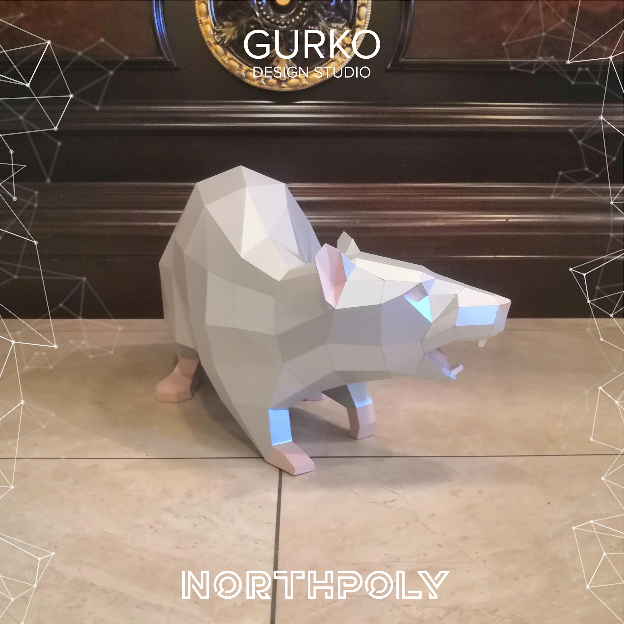 Angry Rat Papercraft, Mouse, Pdf, Gurko, 3D Origami, Paper Sculpture, Low Poly, DIY, Pepakura, DIY Craft, DIY origami