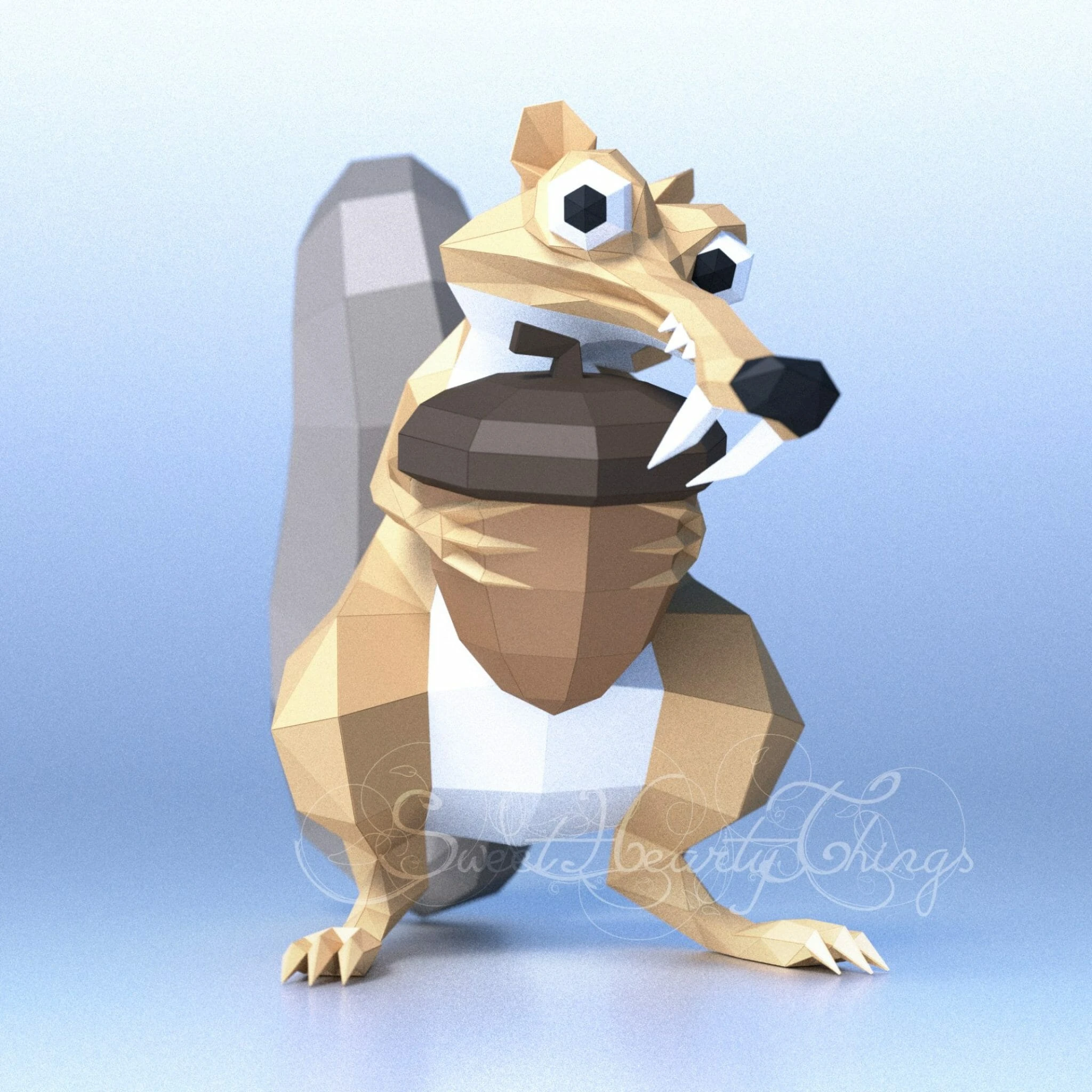 DIY 3d papercraft Ice Age Scrat PDF Templates Low Poly SweetHeartyThings