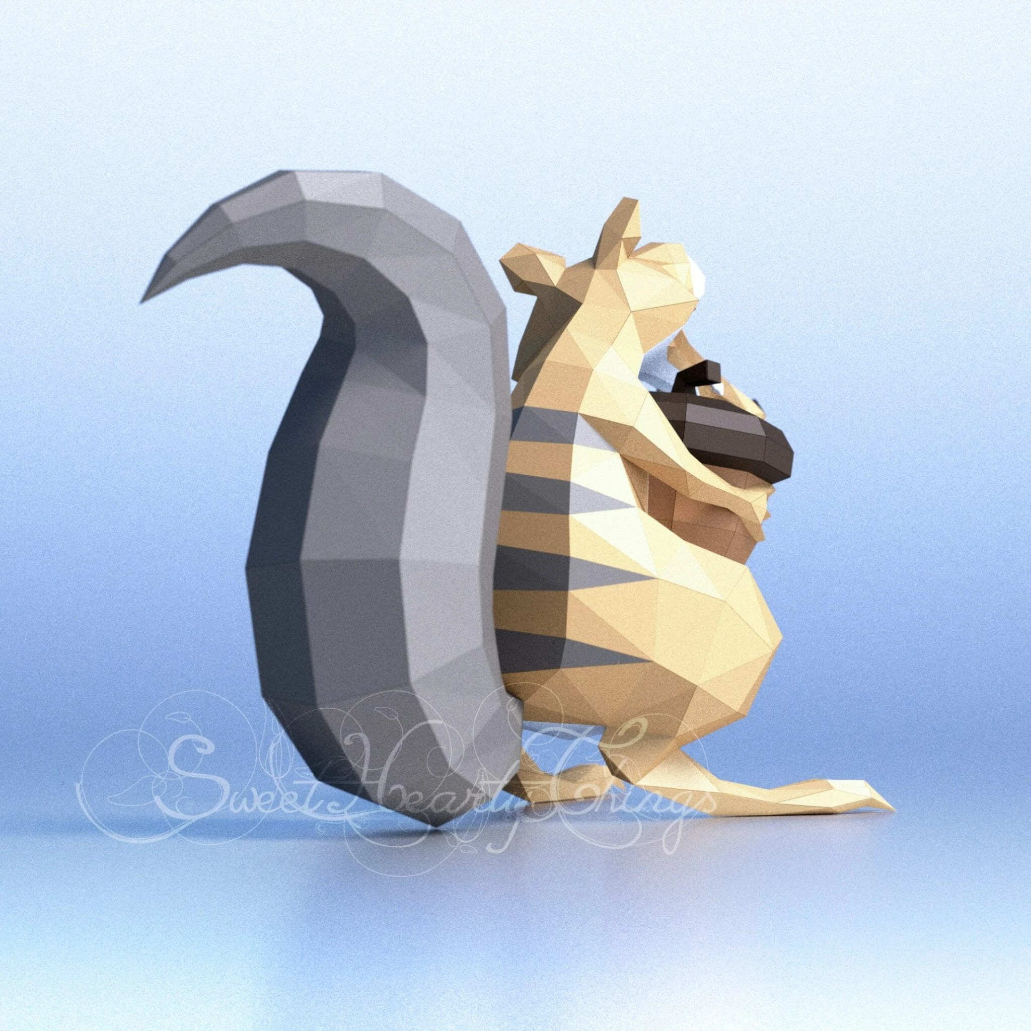 DIY 3d papercraft Ice Age Scrat PDF Templates Low Poly SweetHeartyThings