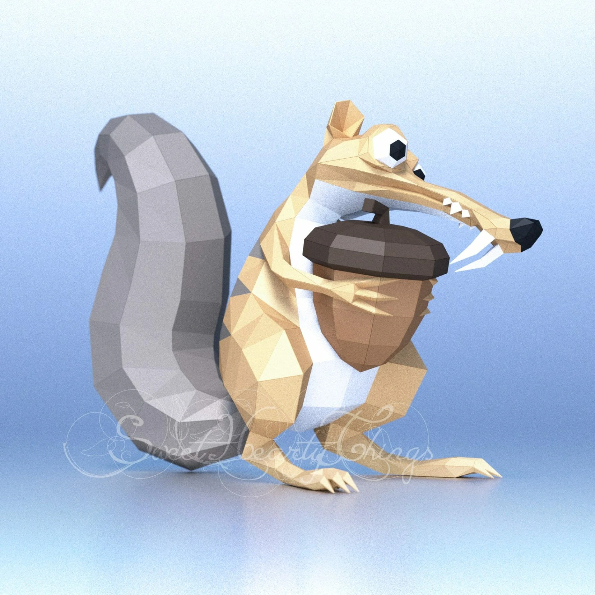 DIY 3d papercraft Ice Age Scrat PDF Templates Low Poly SweetHeartyThings