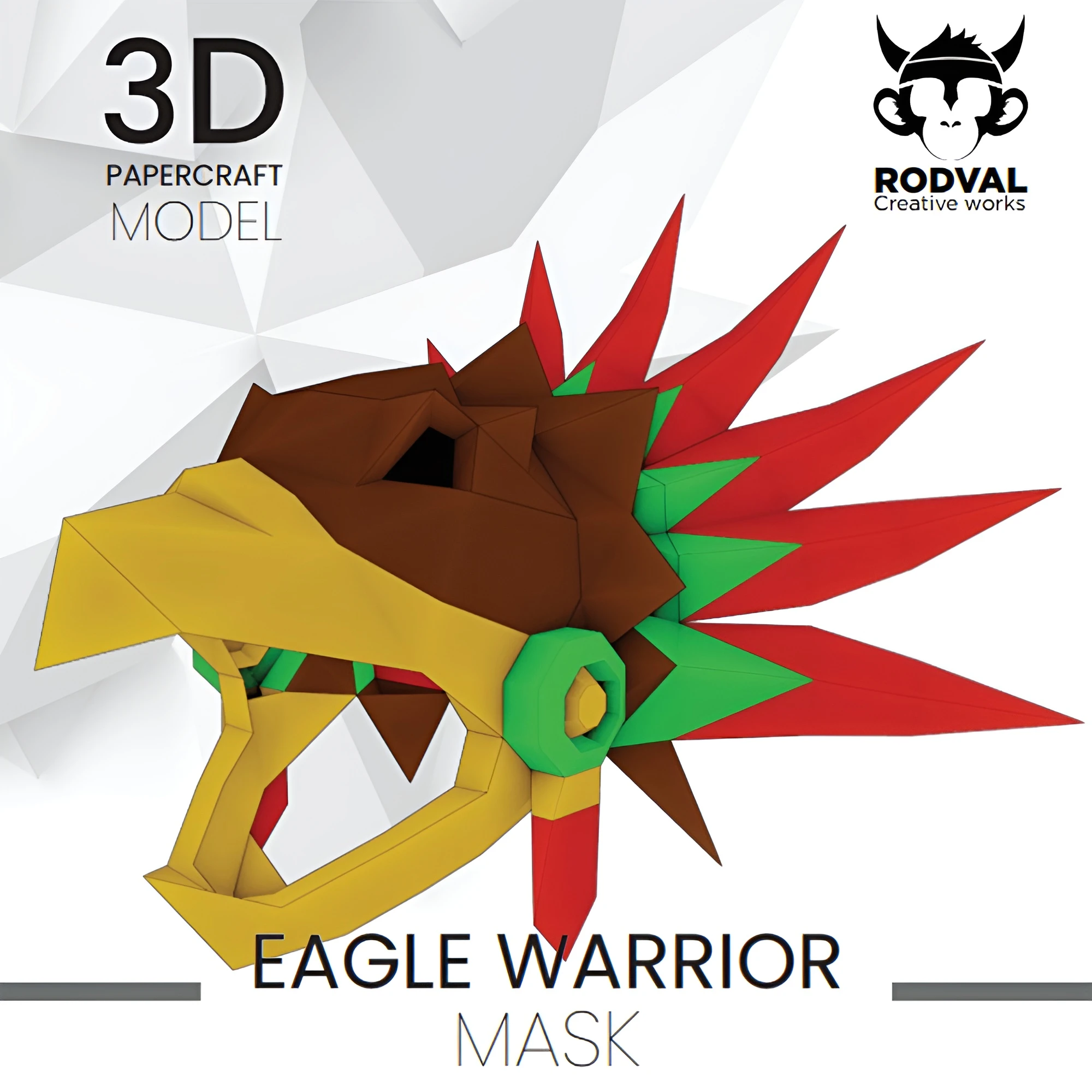 EAGLE WARRIOR MASK, Papercraft, Template, DIY, Paper, Low Poly, Holiday, 3D Model, Pdf Low Poply, October, Carnival, Halloween