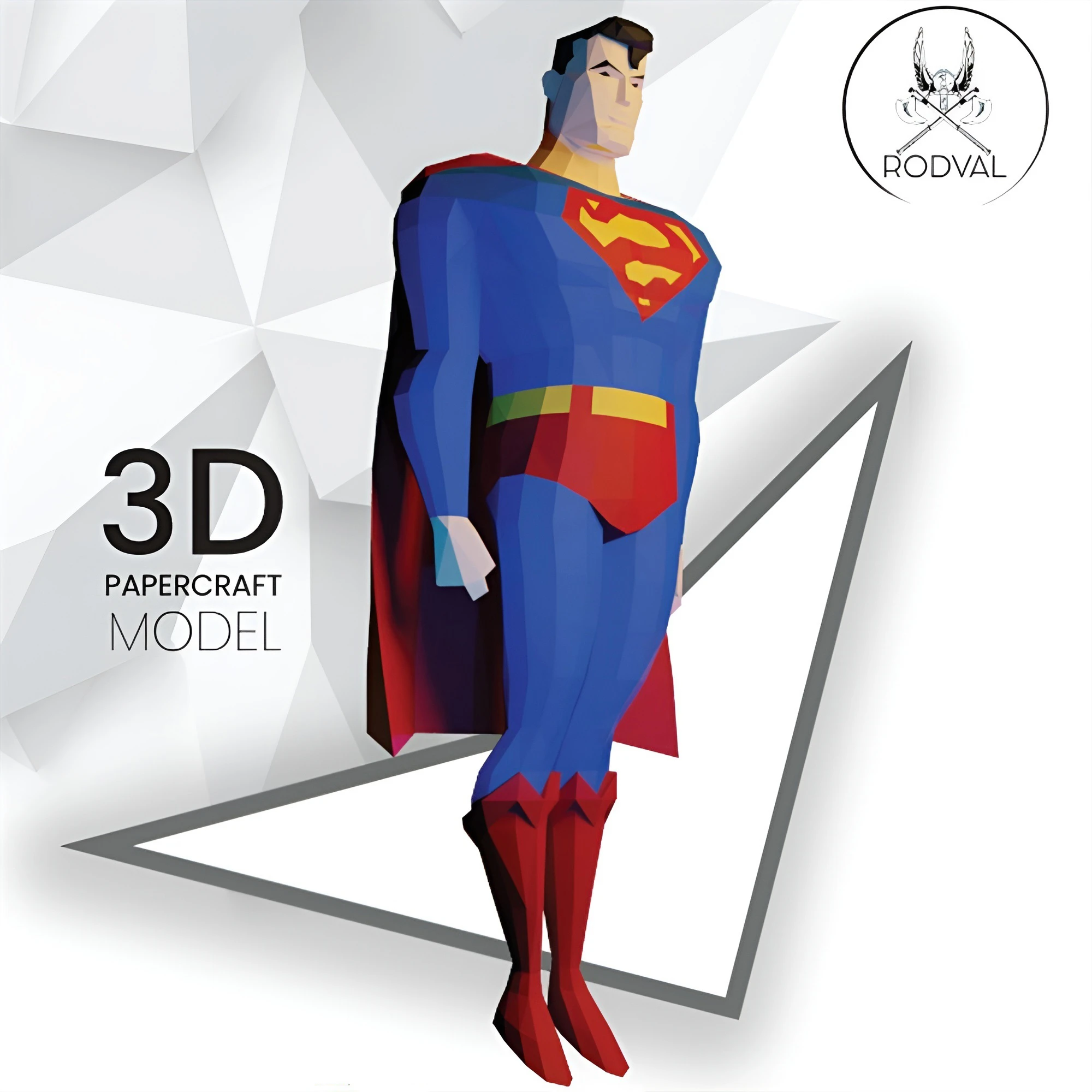 SUPERMAN CLASSIC 90´S, Papercraft, Template, DIY, Paper, Low Poly, Super Hero, 3D Model, Pdf Low Poply