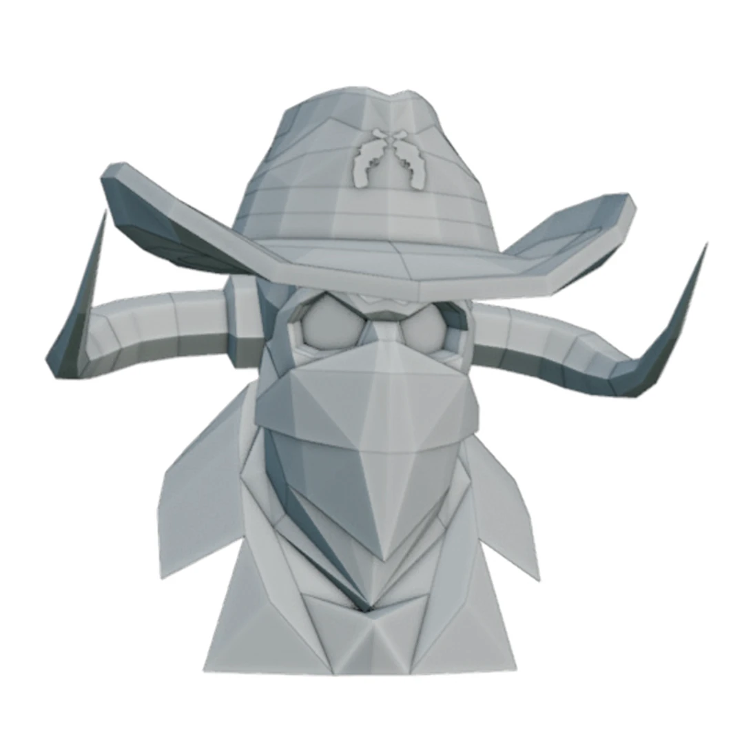 COWBOY SKULL, Papercraft, Template, DIY, Paper, Low Poly, Holiday, 3D Model, Pdf Low Poply, October, Carnival, Halloween