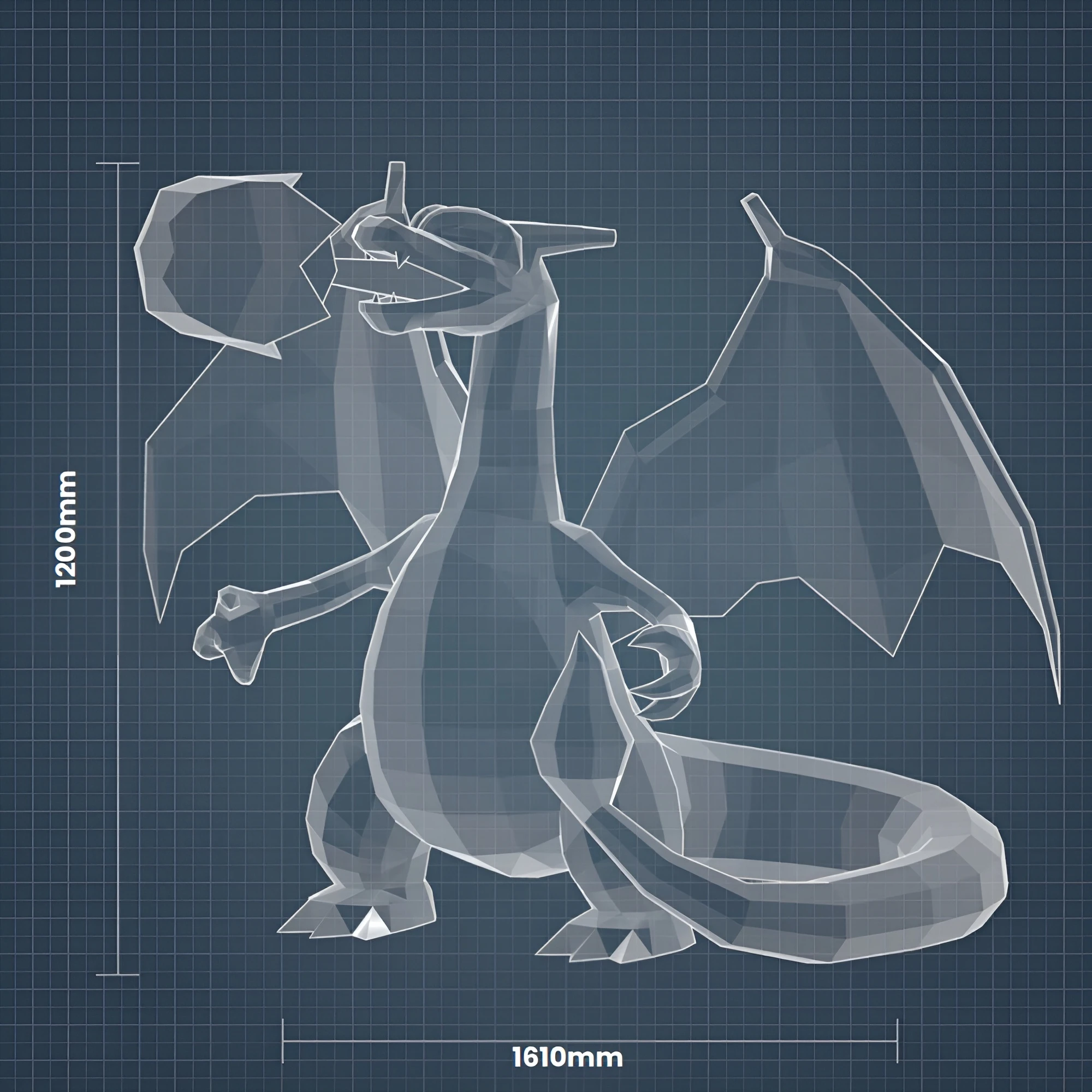 CHARIZARD XL, Papercraft, Template, DIY, Paper, Low Poly, Pokemon, 3D Model, Pdf Low Poply