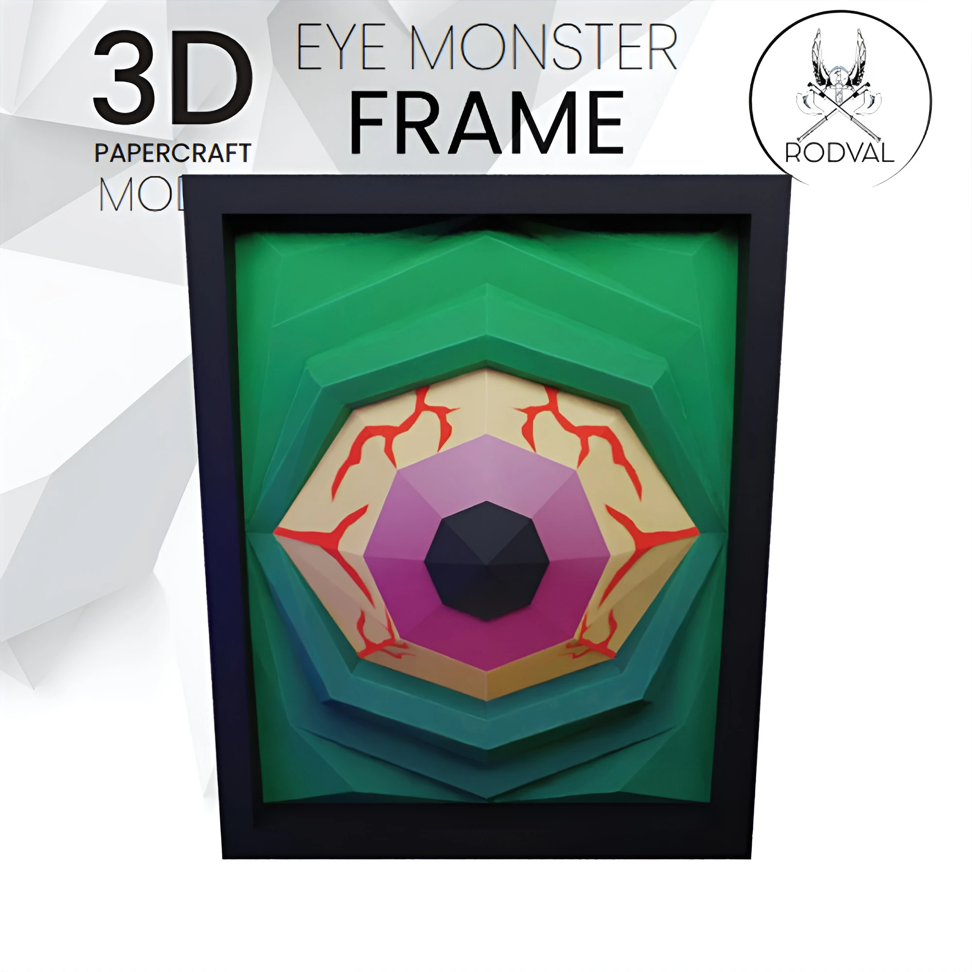 HALLOWEEN EYE MONSTER Frame, Papercraft, Template, DIY, Paper, Low Poly, Holiday, 3D Model, Pdf Low Poply, October, Carnival, Halloween