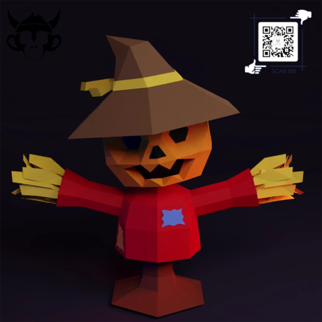 STRAWMAN, Papercraft, Template, DIY, Paper, Low Poly, Holiday, 3D Model, Pdf Low Poply, October, Carnival, Halloween