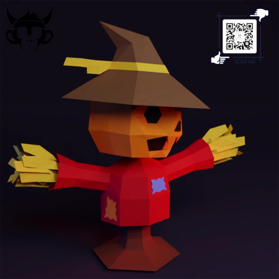 STRAWMAN, Papercraft, Template, DIY, Paper, Low Poly, Holiday, 3D Model, Pdf Low Poply, October, Carnival, Halloween