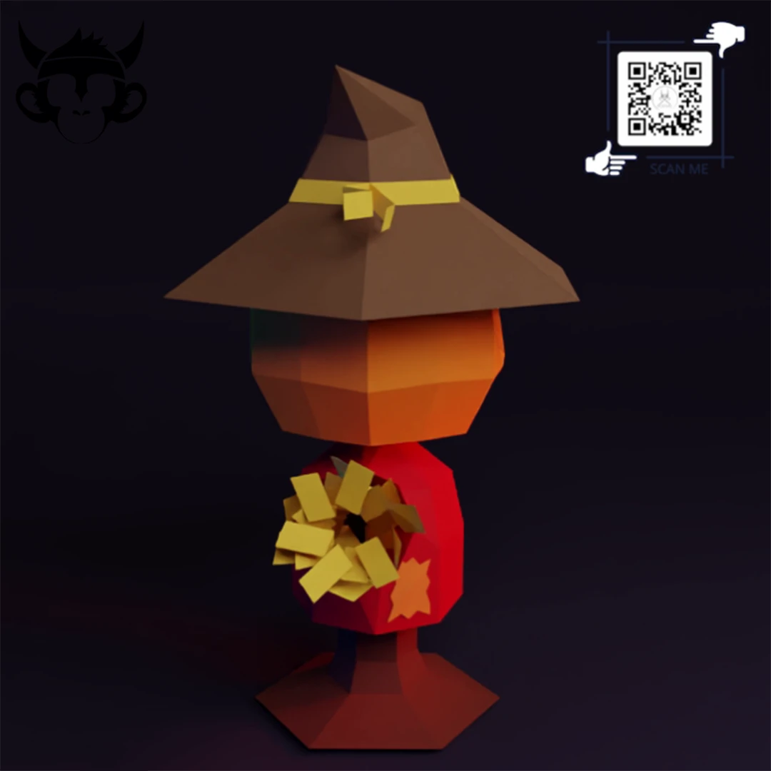 STRAWMAN, Papercraft, Template, DIY, Paper, Low Poly, Holiday, 3D Model, Pdf Low Poply, October, Carnival, Halloween