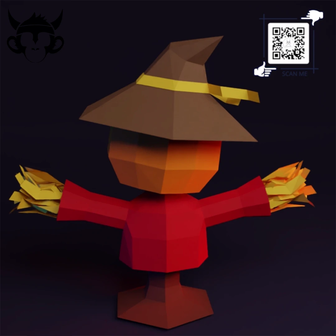 STRAWMAN, Papercraft, Template, DIY, Paper, Low Poly, Holiday, 3D Model, Pdf Low Poply, October, Carnival, Halloween