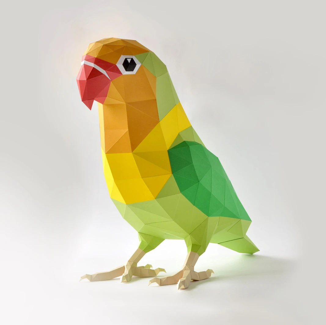 DIY Lovebird Papercraft Template Low Poly 3D Tropical Bird Model ...